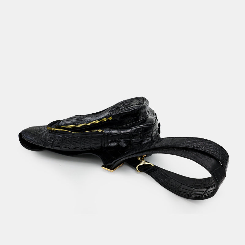 BLACK HANDMADE GENUINE CROCODILE BAG