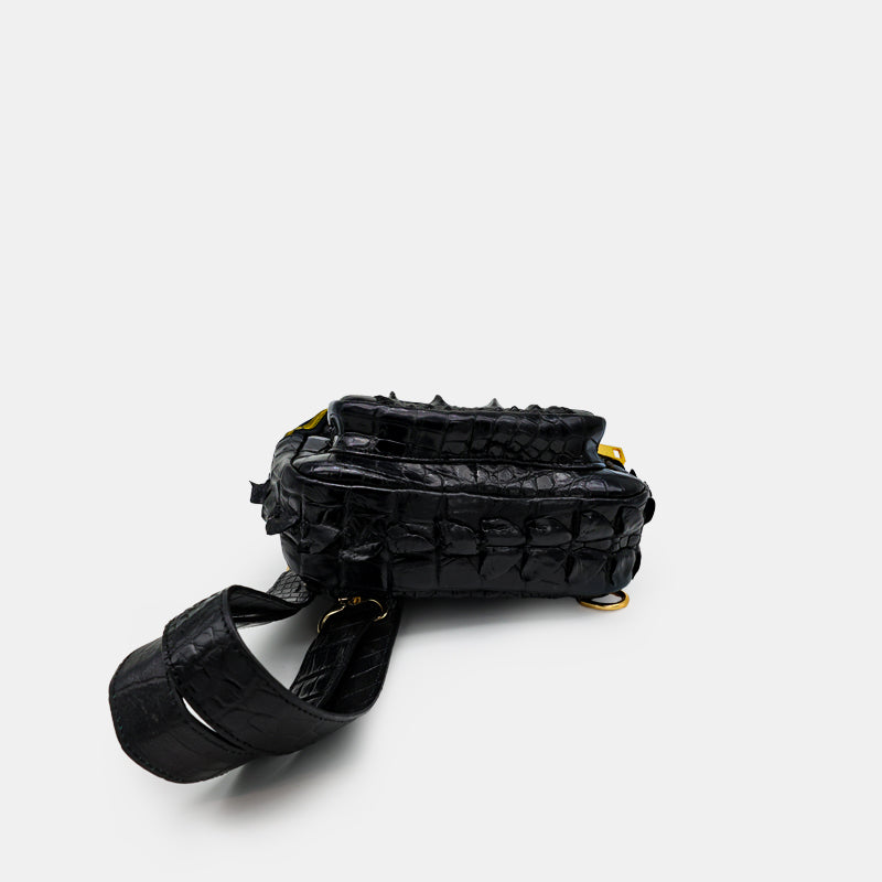 BLACK HANDMADE GENUINE CROCODILE BAG