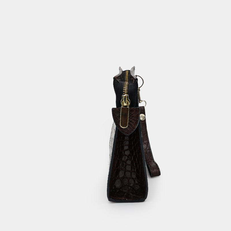 BROWN HANDMADE GENUINE CROCODILE CLUTCH