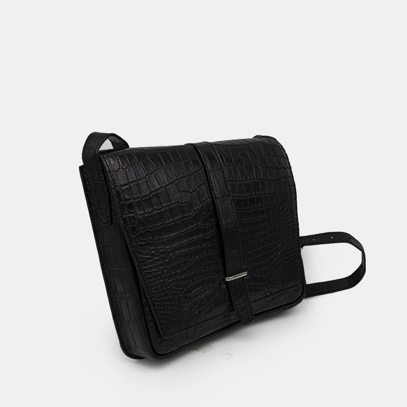 BLACK HANDMADE GENUINE CROCODILE BAG