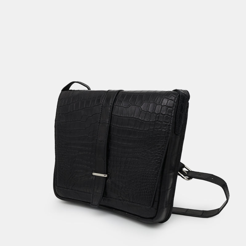 BLACK HANDMADE GENUINE CROCODILE BAG