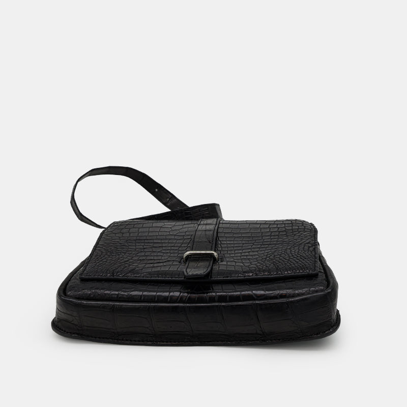BLACK HANDMADE GENUINE CROCODILE BAG