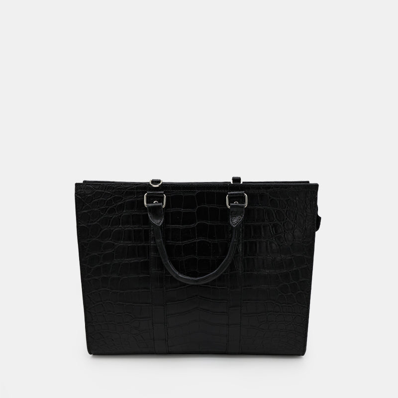 BLACK HANDMADE GENUINE CROCODILE BAG