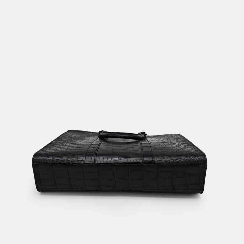 BLACK HANDMADE GENUINE CROCODILE BAG