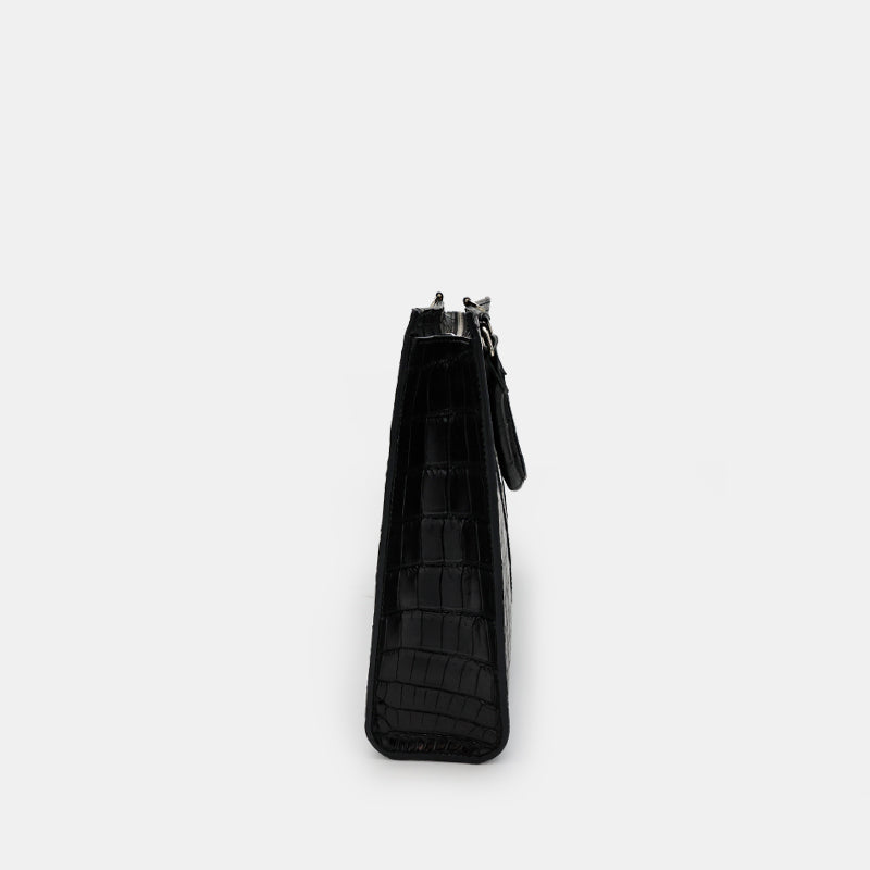 BLACK HANDMADE GENUINE CROCODILE BAG
