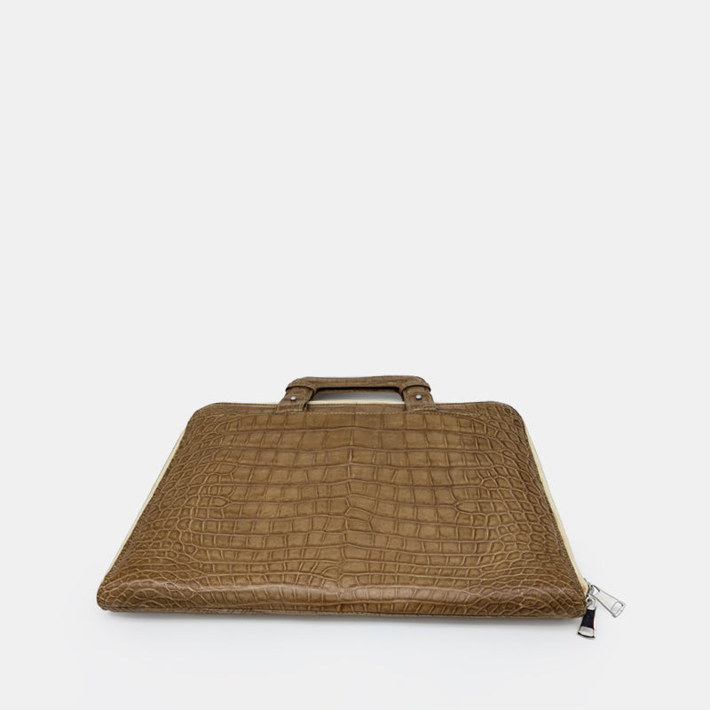 BROWN HANDMADE GENUINE CROCODILE BAG