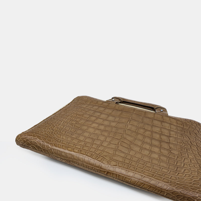 BROWN HANDMADE GENUINE CROCODILE BAG