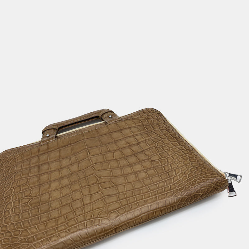BROWN HANDMADE GENUINE CROCODILE BAG
