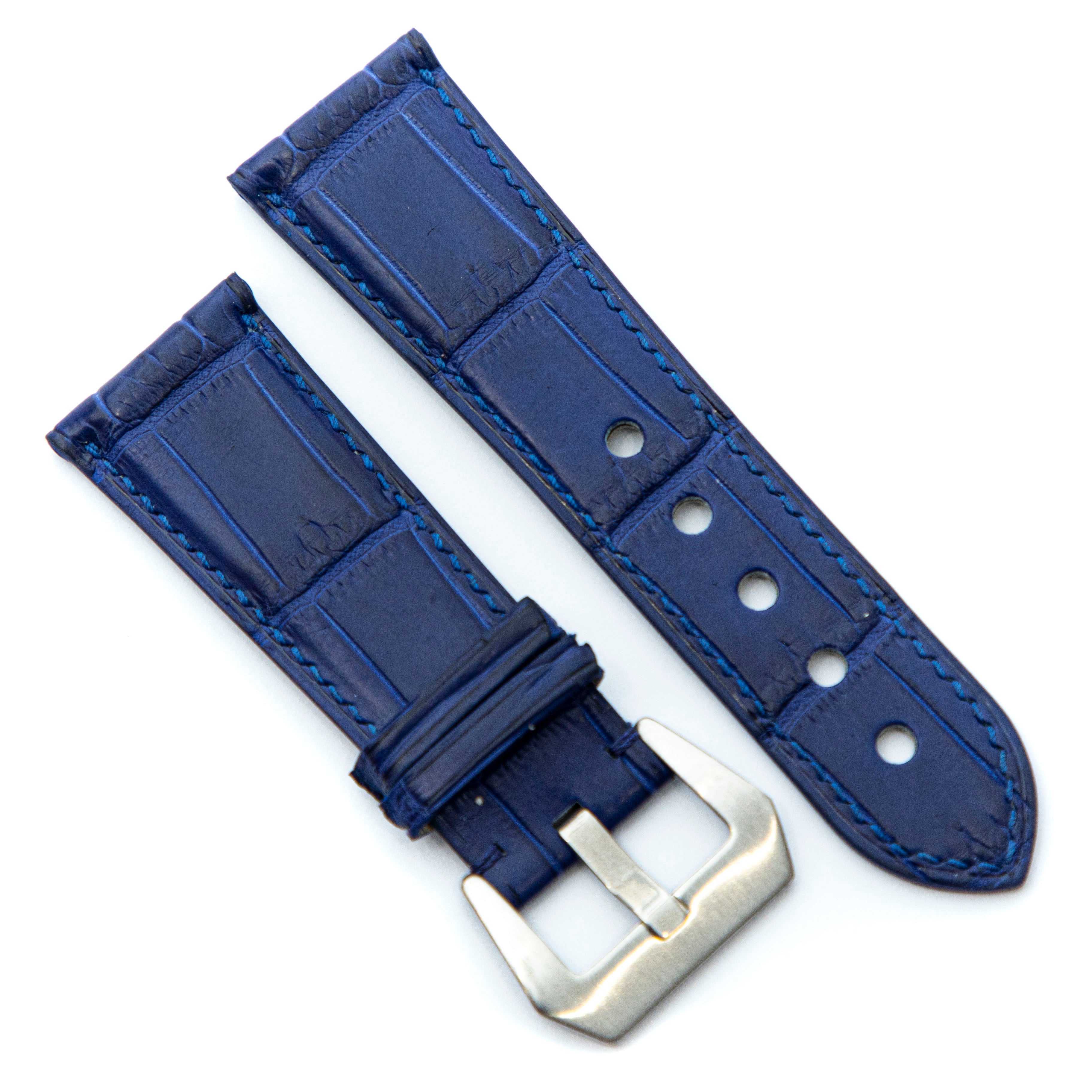 BLUE CROCODILE BELLY LEATHER STRAP