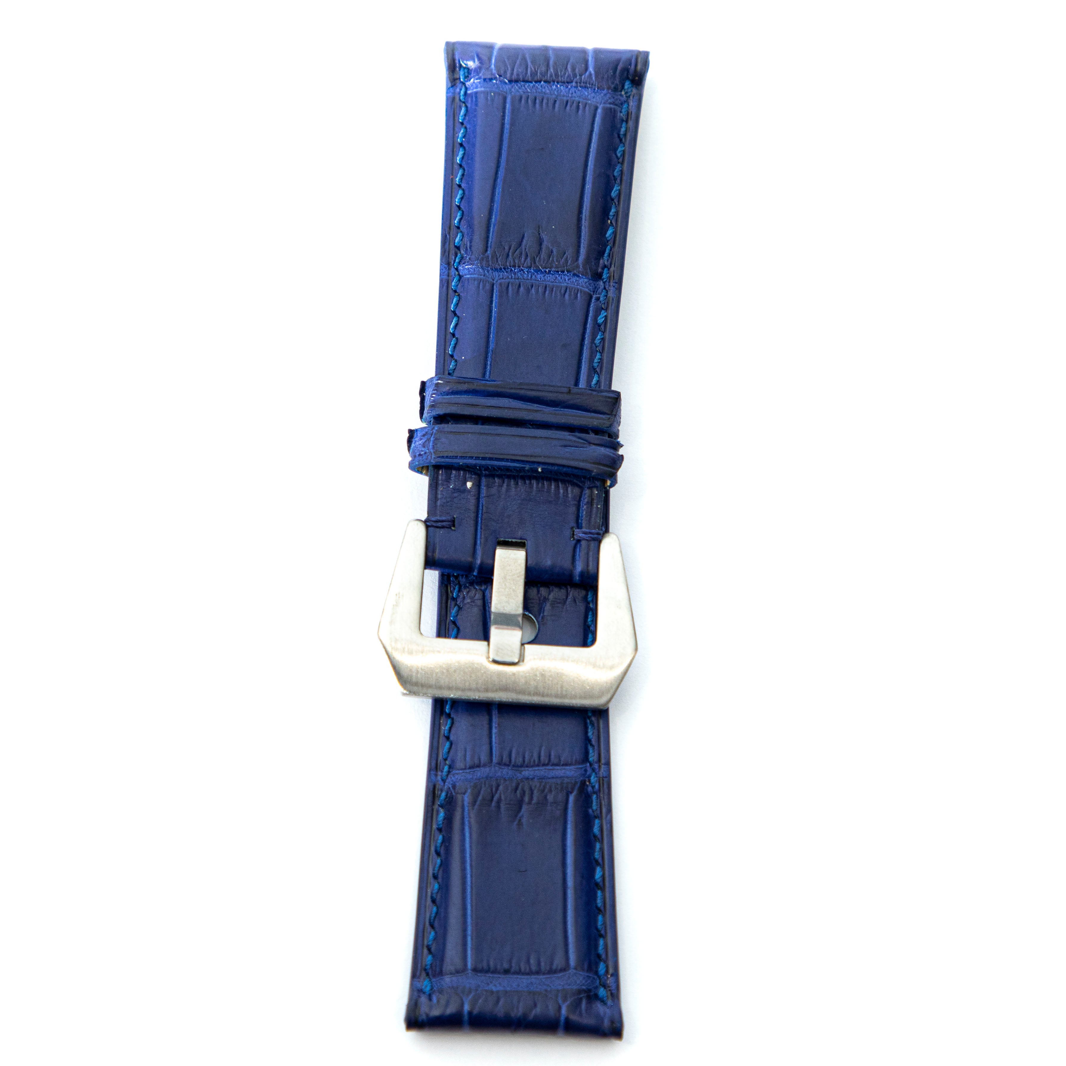 BLUE CROCODILE BELLY LEATHER STRAP