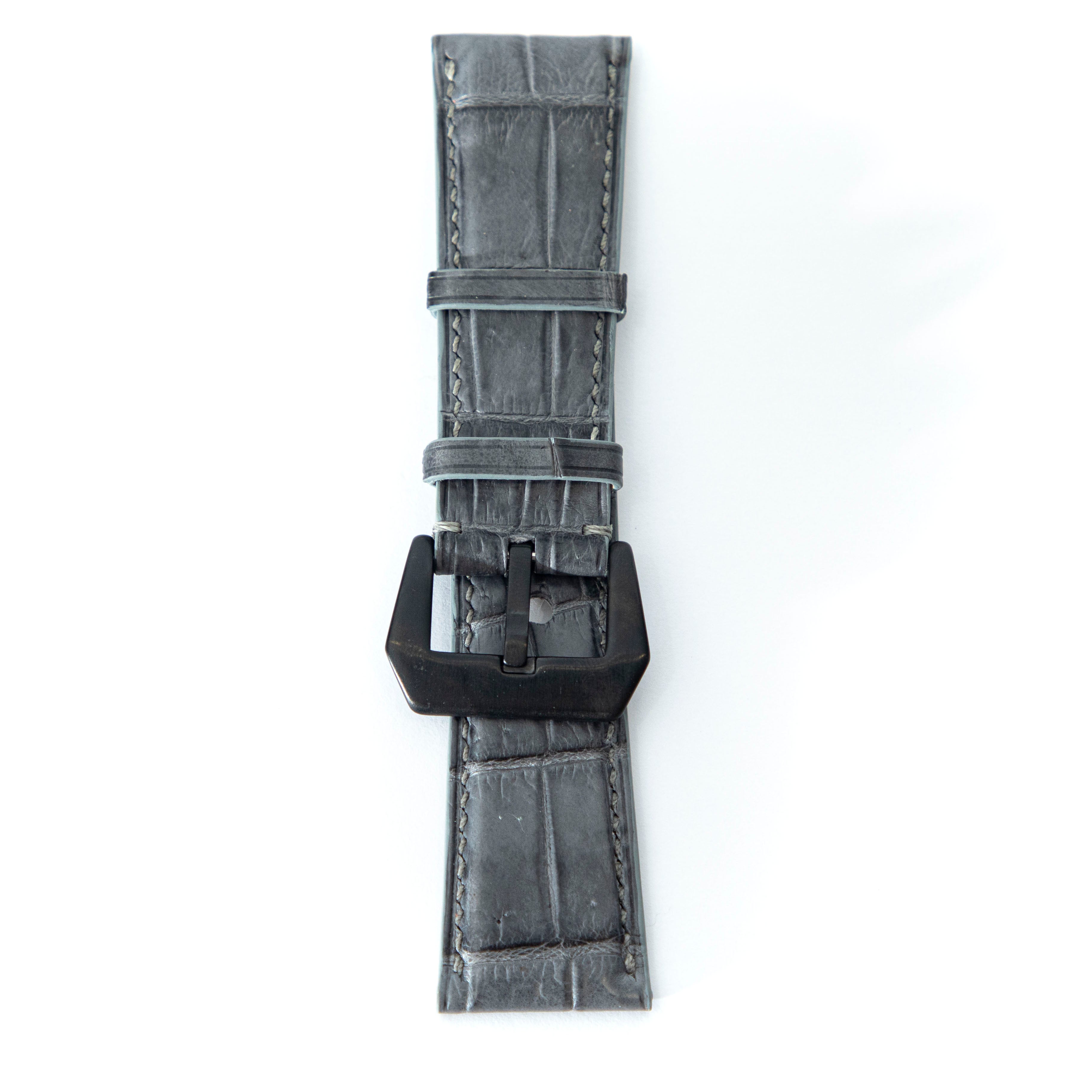 GREY CROCODILE BELLY LEATHER STRAP
