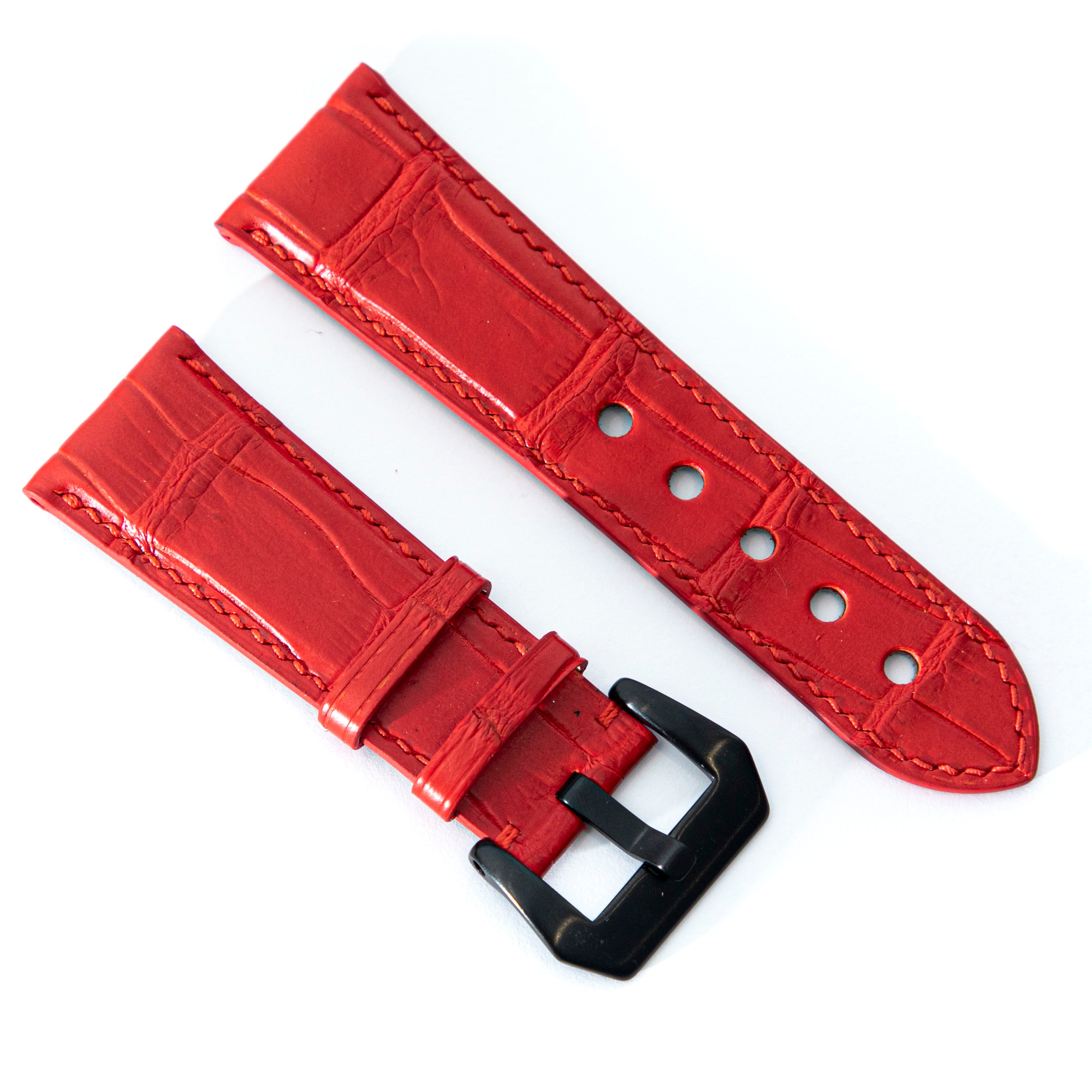 RED CROCODILE BELLY LEATHER STRAP
