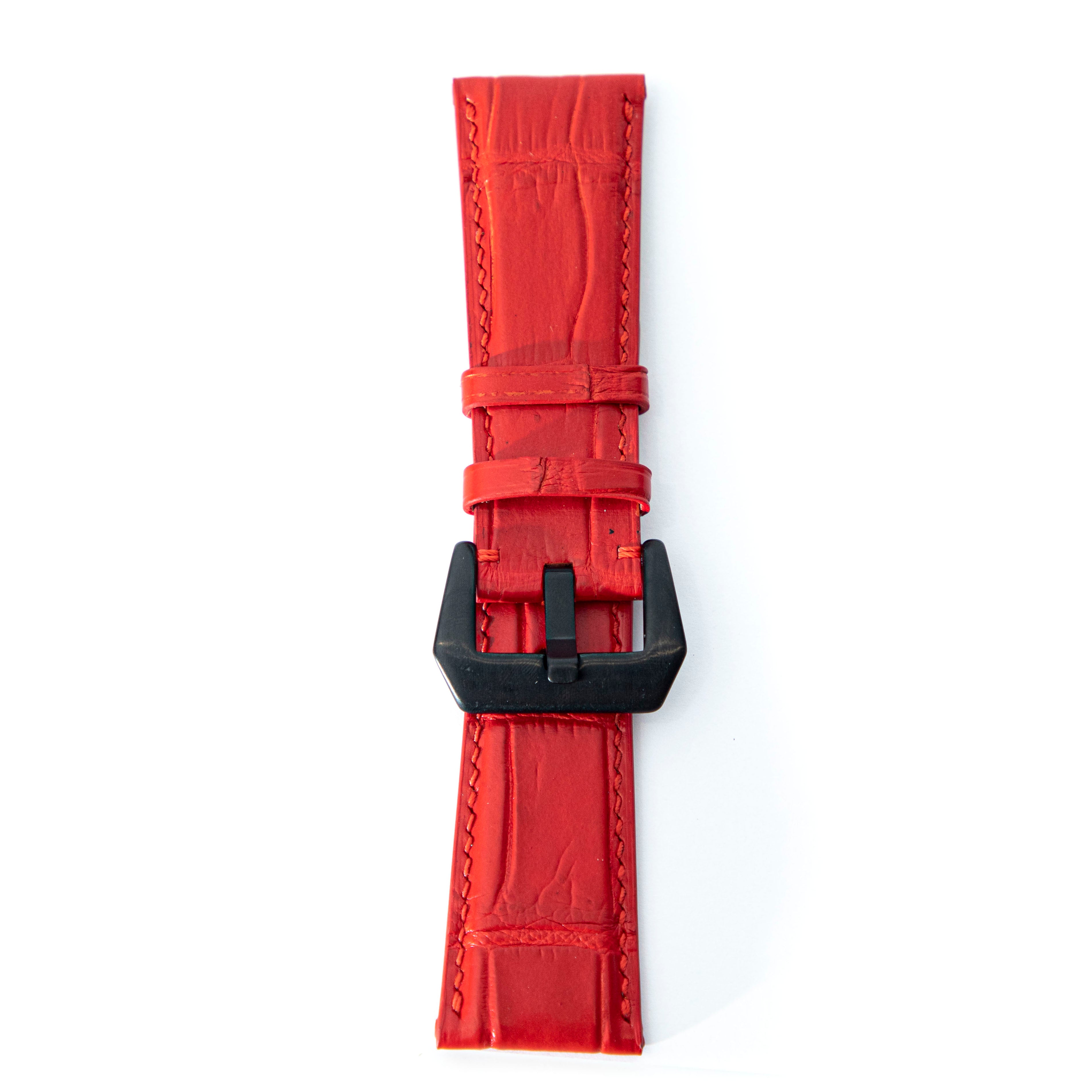 RED CROCODILE BELLY LEATHER STRAP