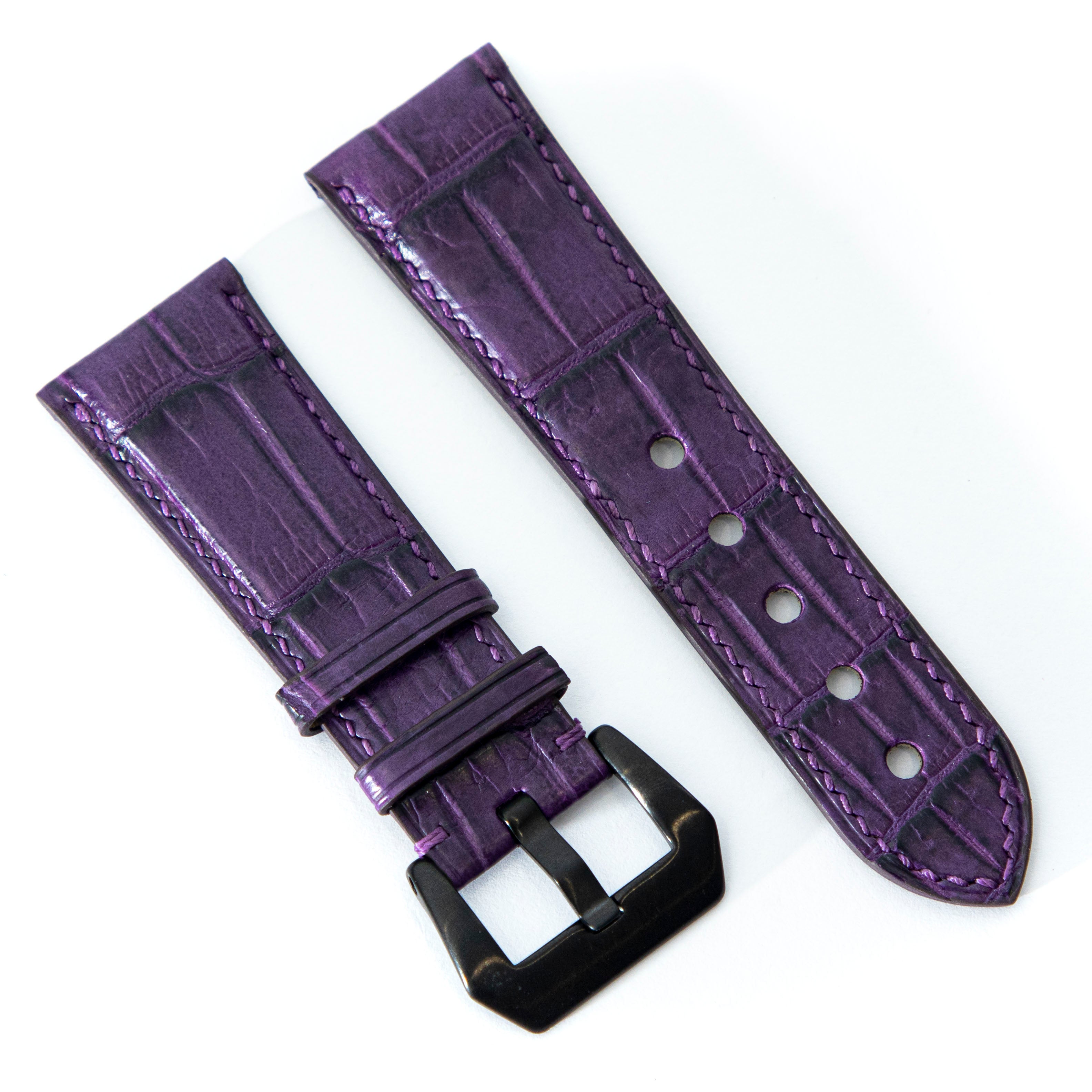 PURPLE CROCODILE BELLY LEATHER STRAP