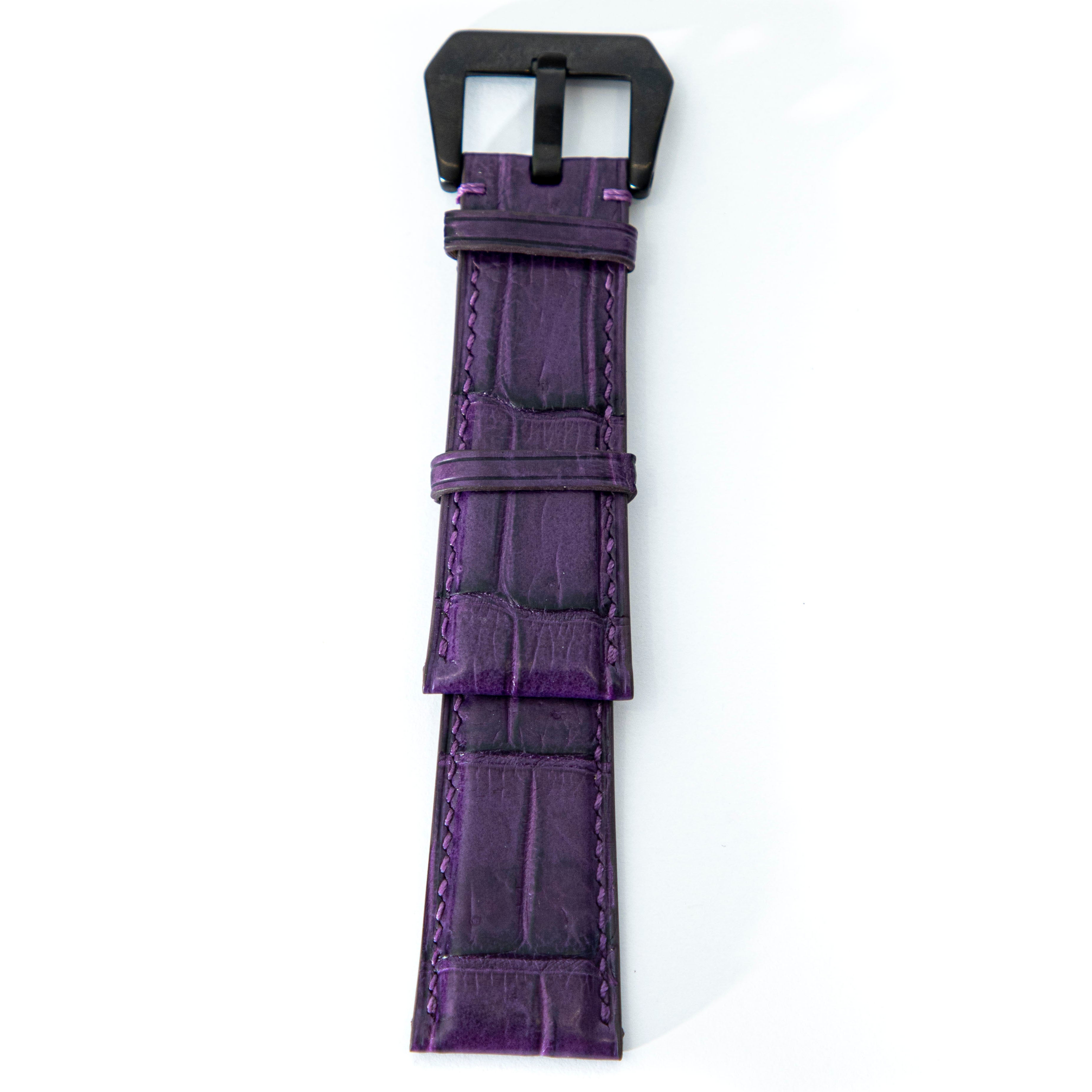 PURPLE CROCODILE BELLY LEATHER STRAP