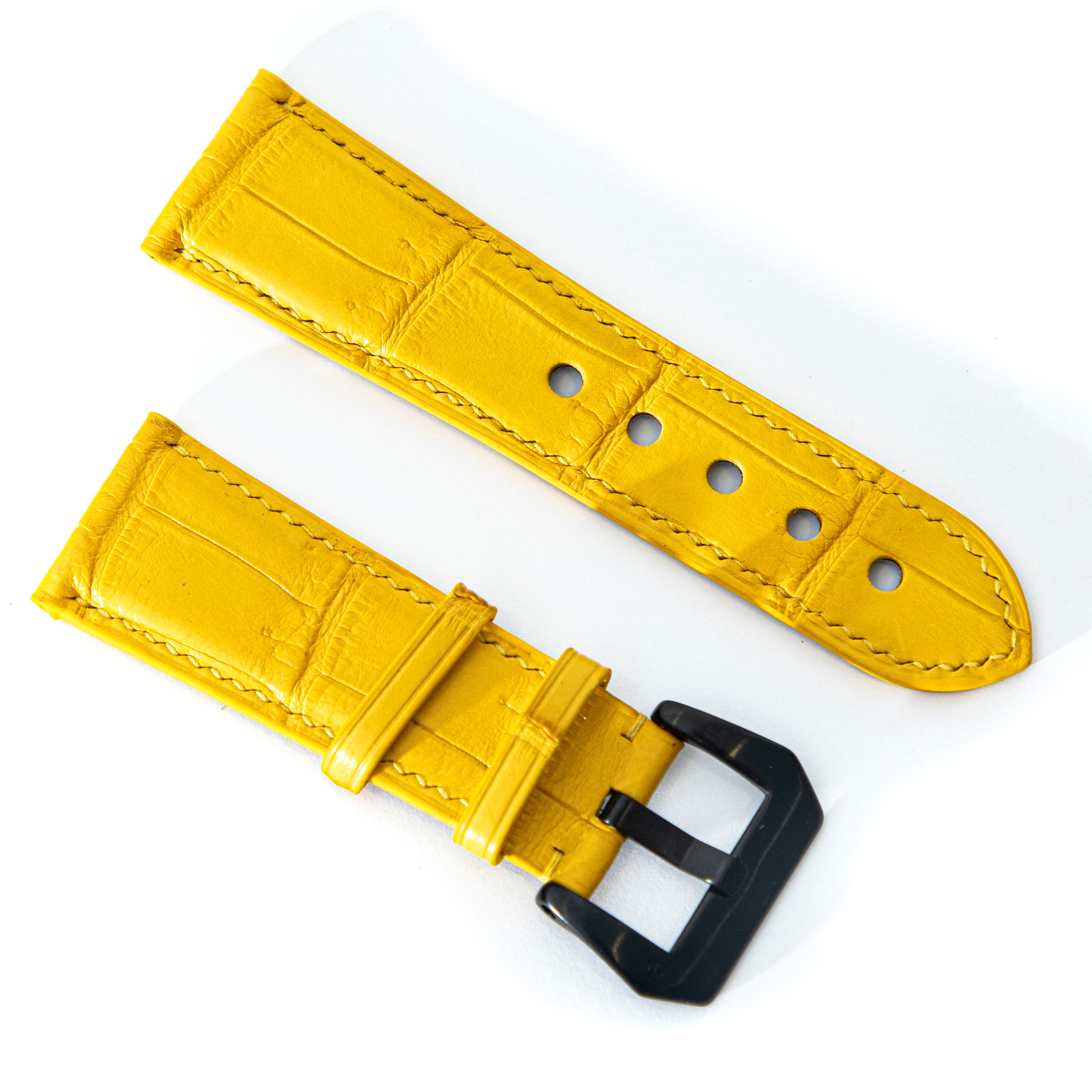 YELLOW CROCODILE BELLY LEATHER STRAP