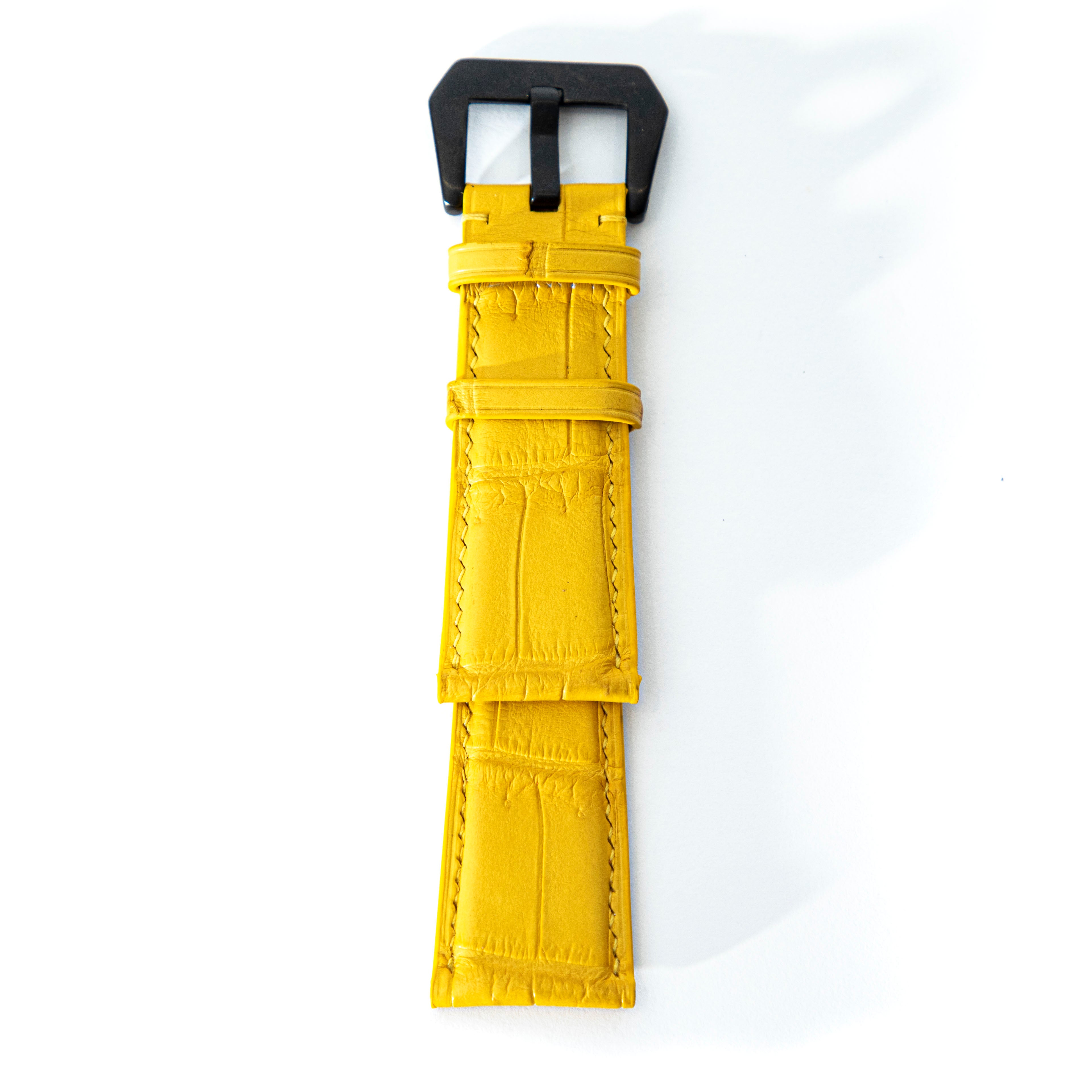 YELLOW CROCODILE BELLY LEATHER STRAP