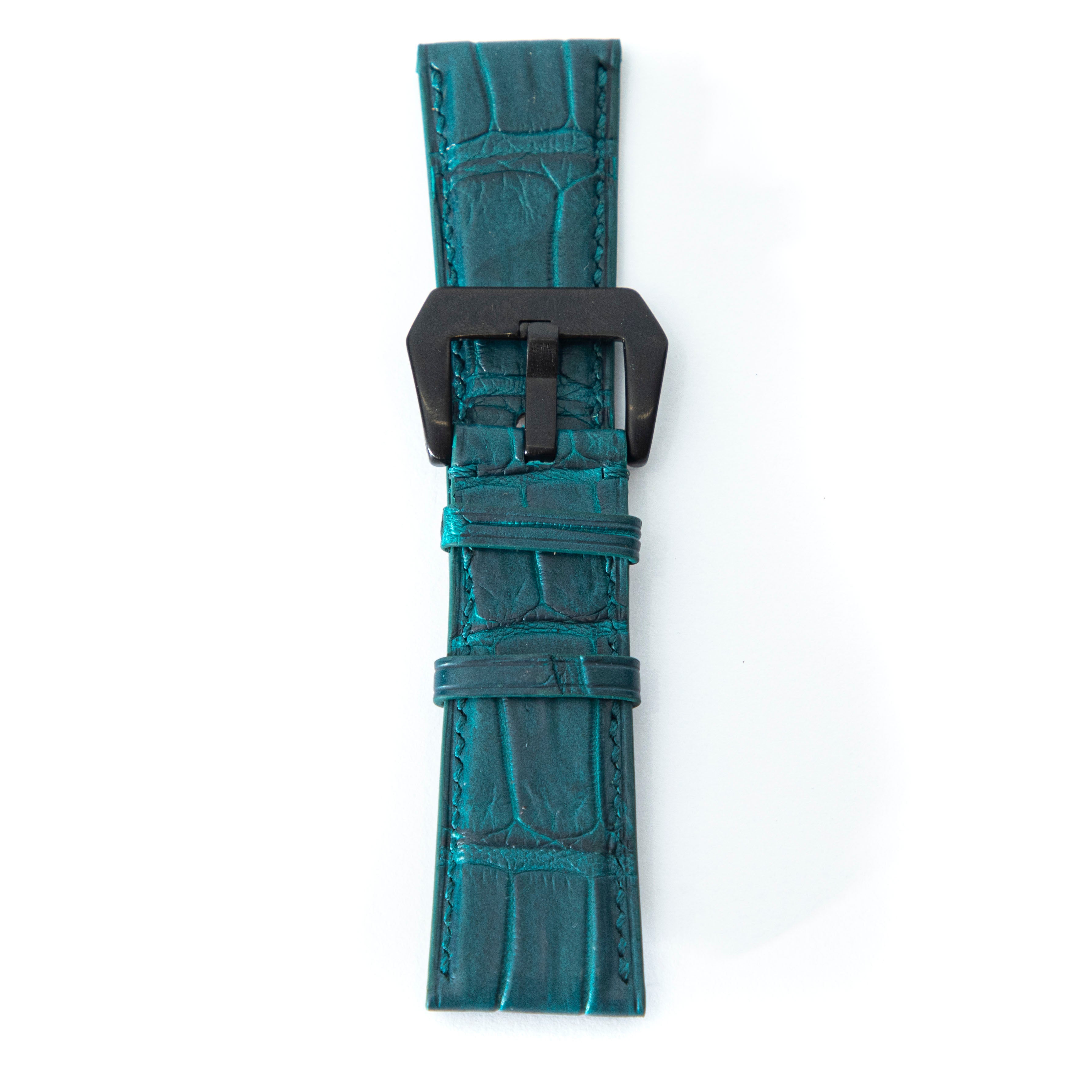 GREEN CROCODILE BELLY LEATHER STRAP