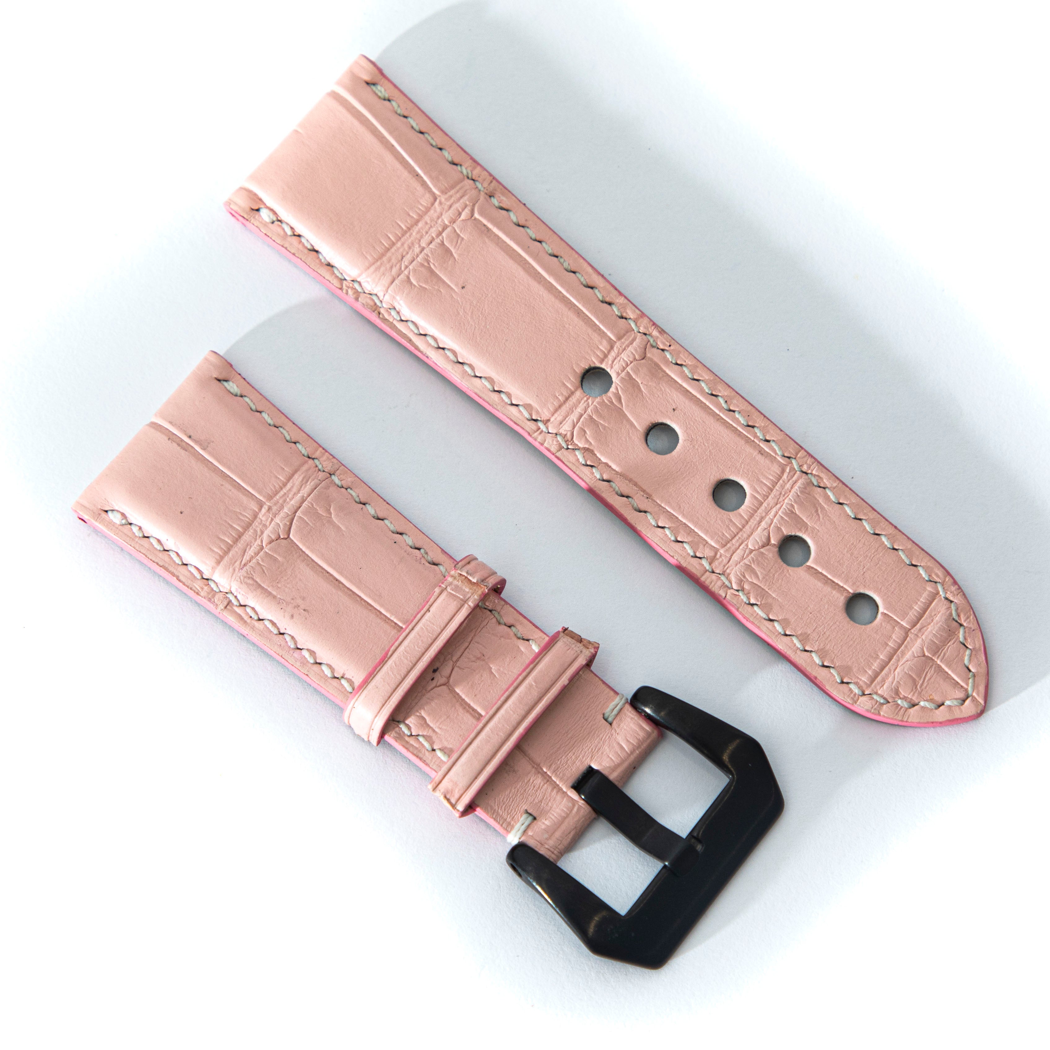 PINK CROCODILE BELLY LEATHER STRAP