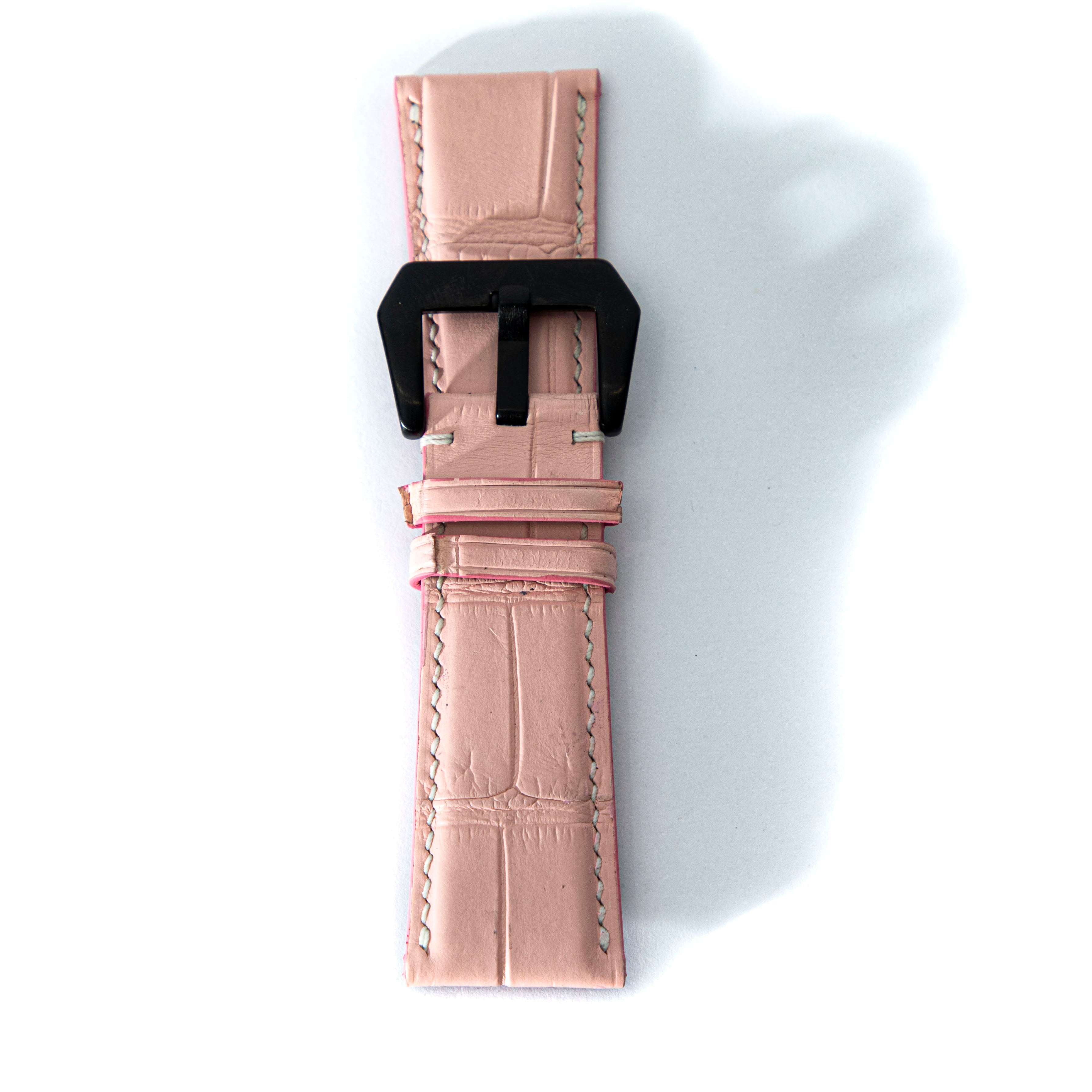 PINK CROCODILE BELLY LEATHER STRAP