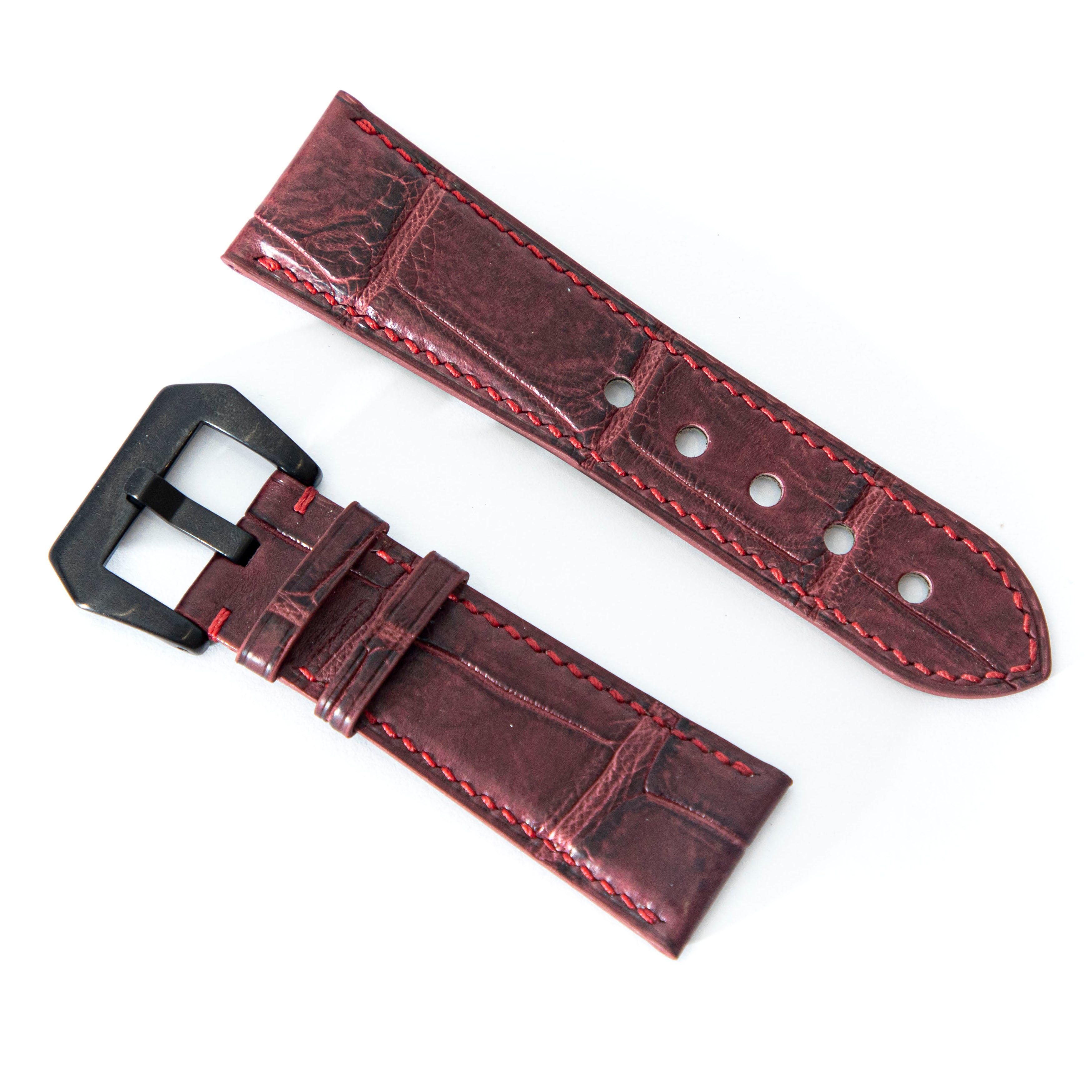 RED CROCODILE BELLY LEATHER STRAP