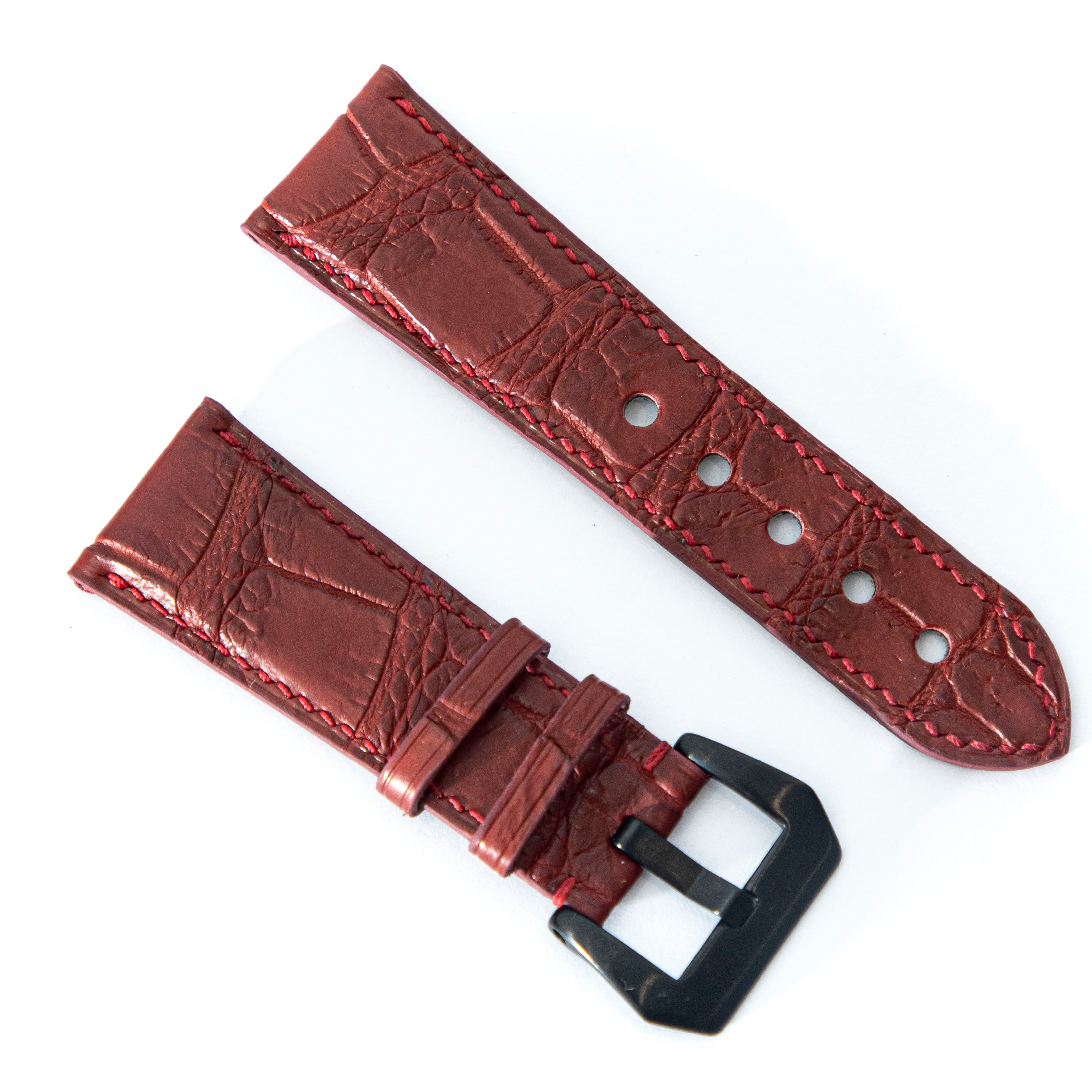 RED CROCODILE BELLY LEATHER STRAP