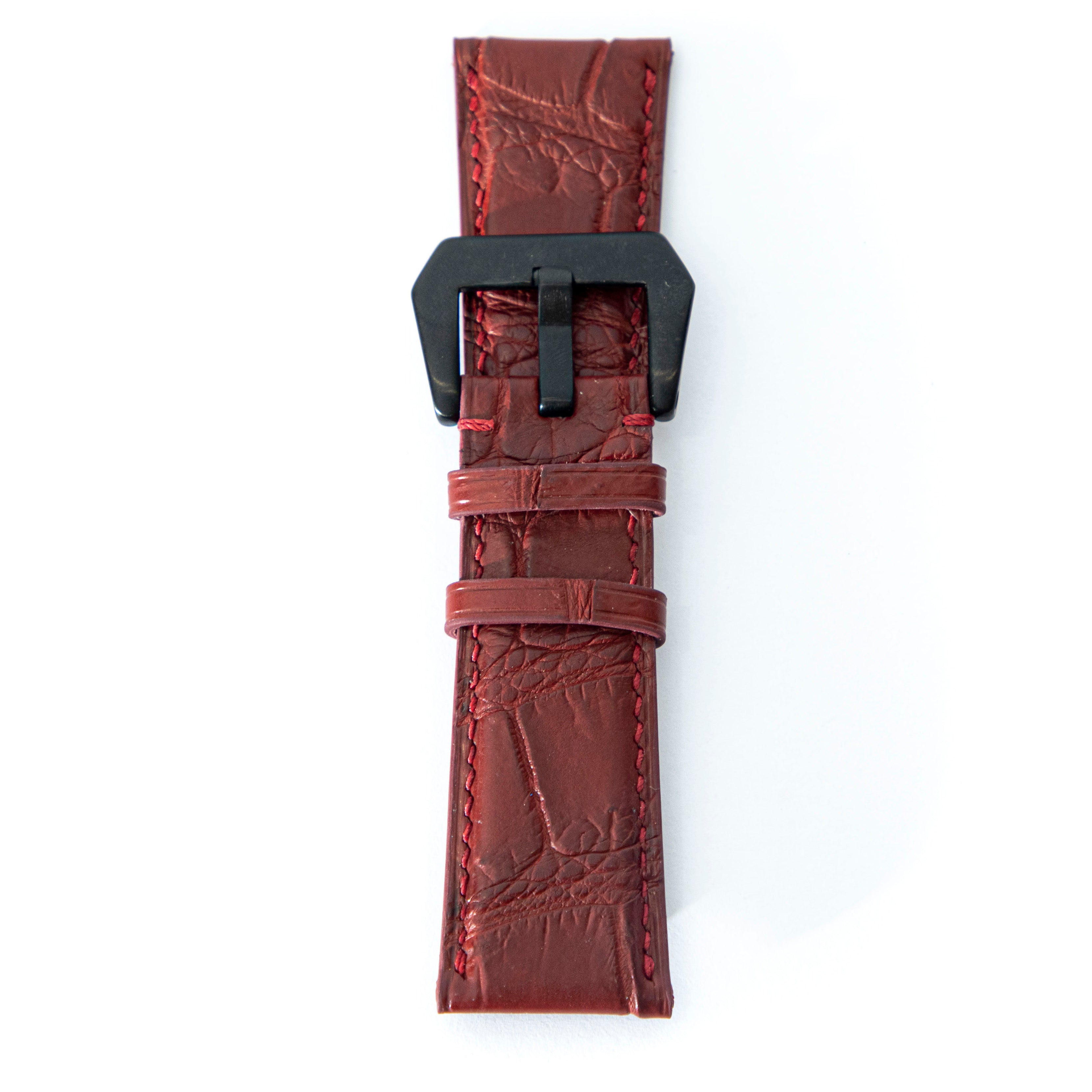 RED CROCODILE BELLY LEATHER STRAP