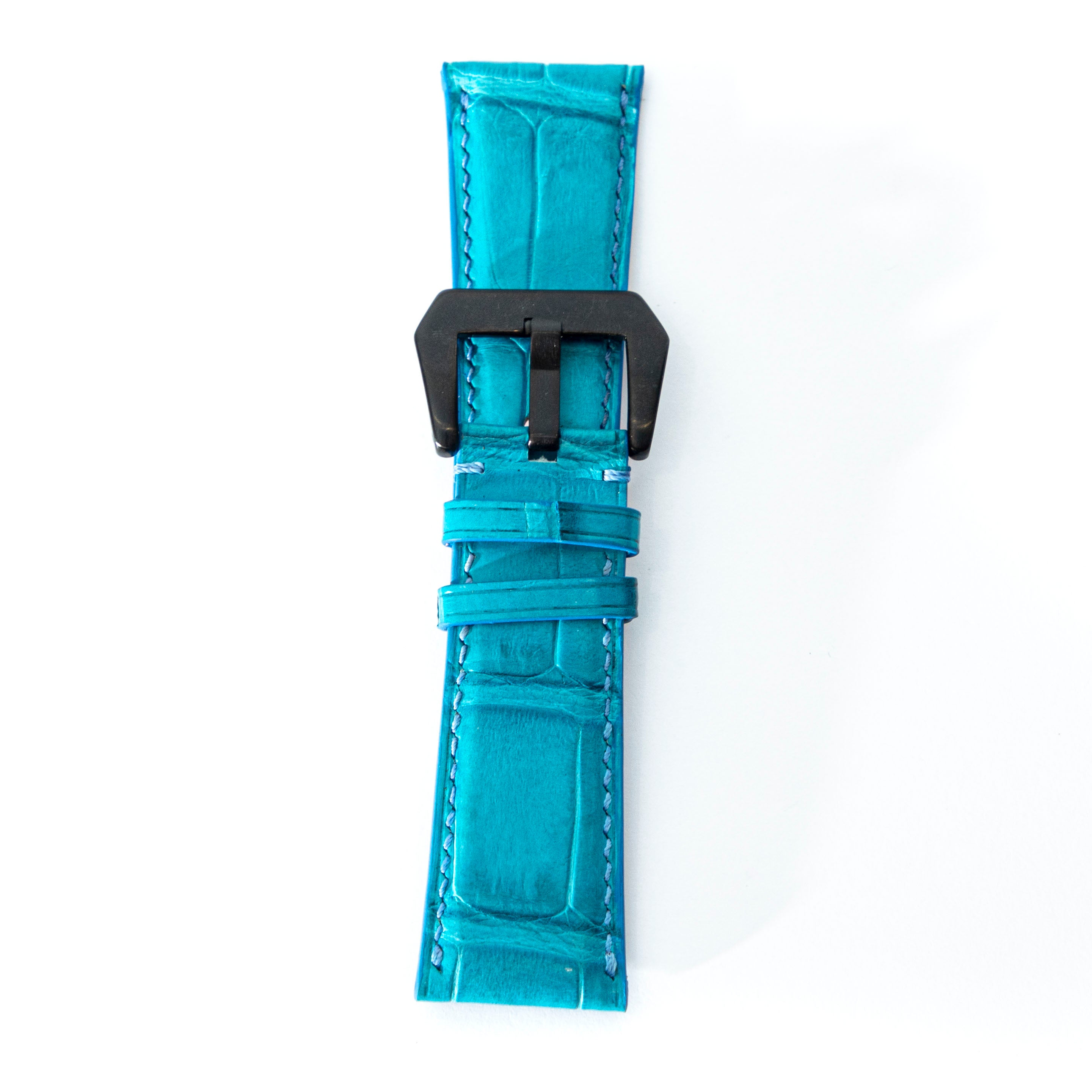 BLUE CROCODILE BELLY LEATHER STRAP