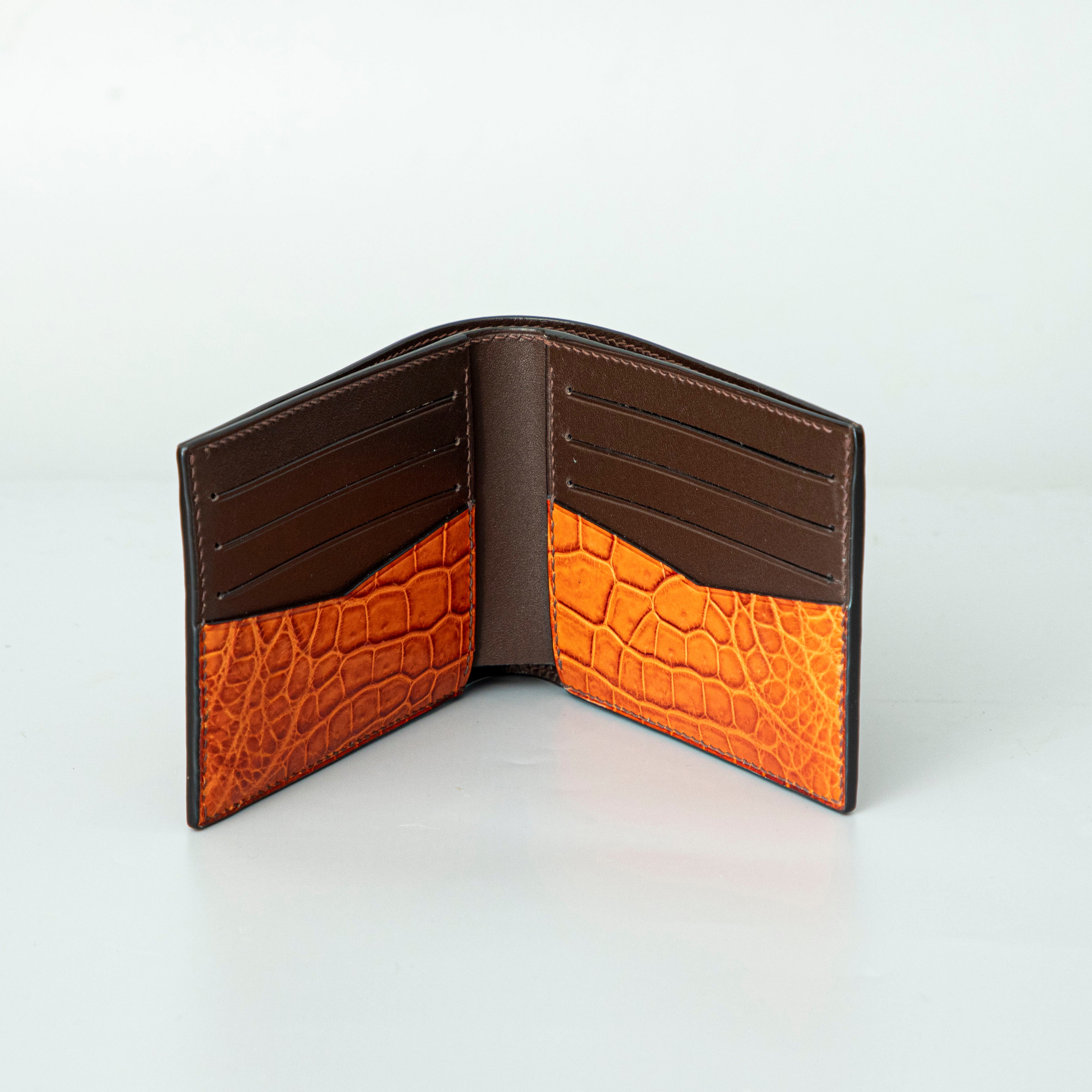 Orange Crocodile leather wallet