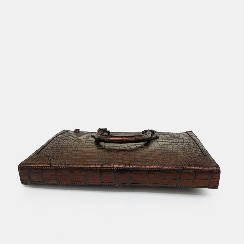 BROWN HANDMADE GENUINE CROCODILE BAG