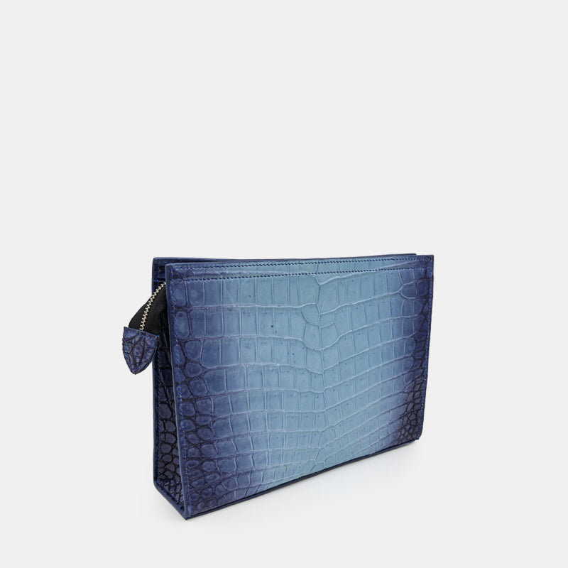 BLUE HANDMADE GENUINE CROCODILE CLUTCH
