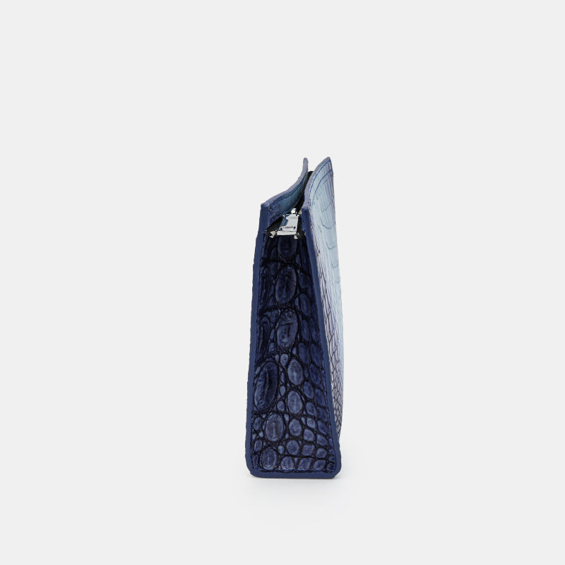 BLUE HANDMADE GENUINE CROCODILE CLUTCH