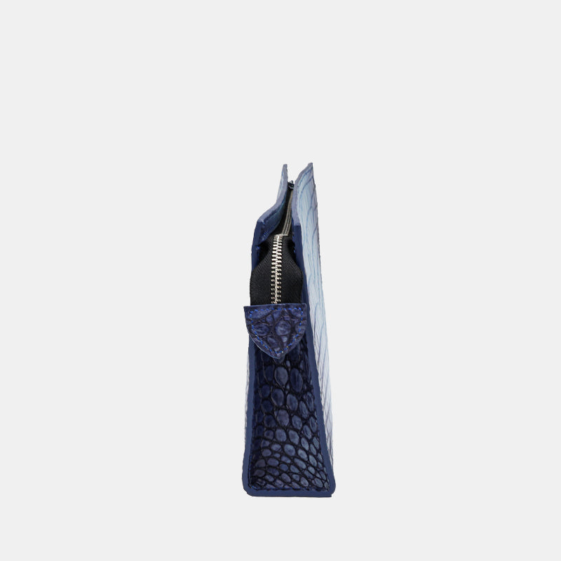BLUE HANDMADE GENUINE CROCODILE CLUTCH