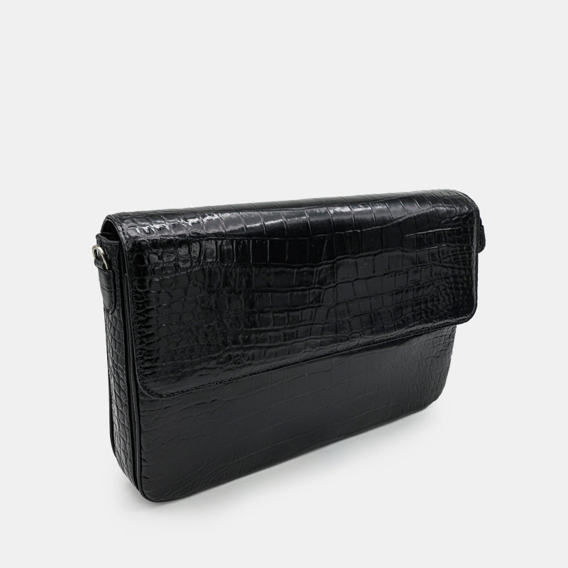 BLACK HANDMADE GENUINE CROCODILE BAG