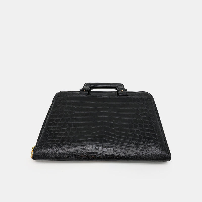 BLACK HANDMADE GENUINE CROCODILE BAG