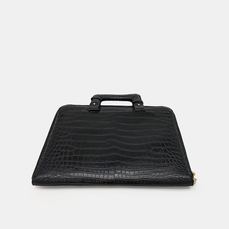 BLACK HANDMADE GENUINE CROCODILE BAG