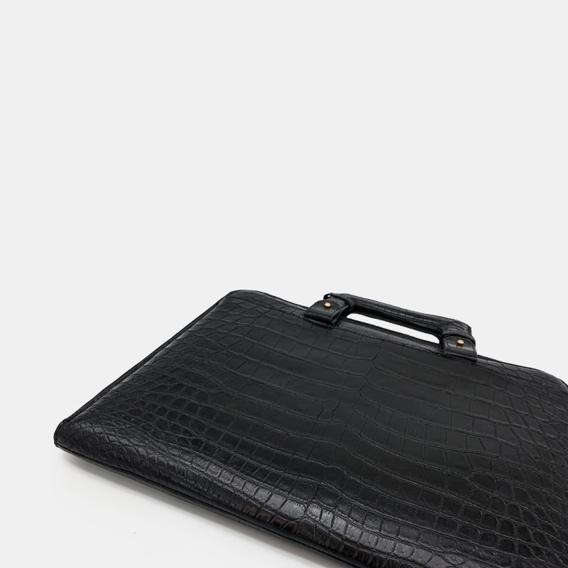 BLACK HANDMADE GENUINE CROCODILE BAG