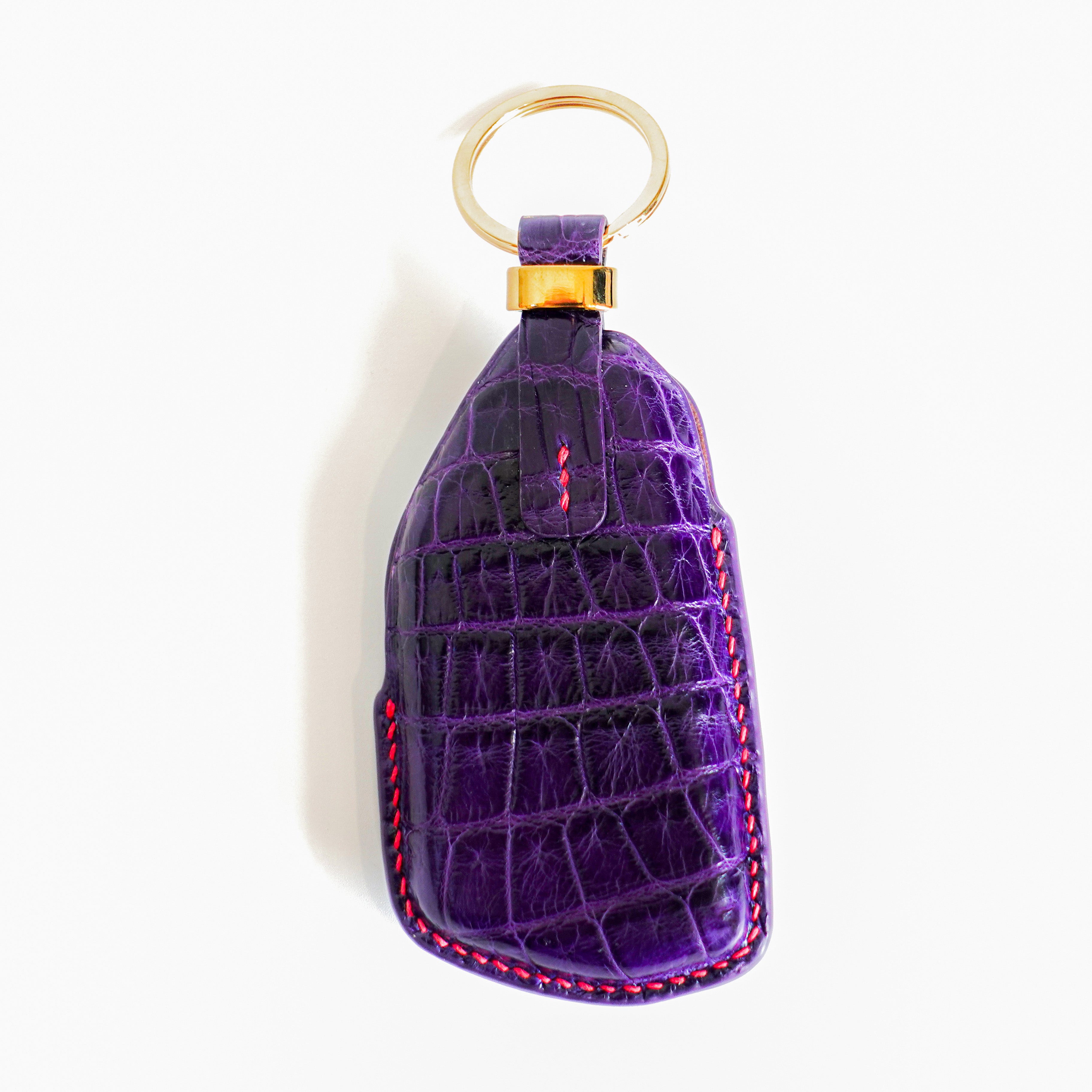 PURPLE HANDMADE LEATHER KEY CASE FOR VOLKSWAGEN