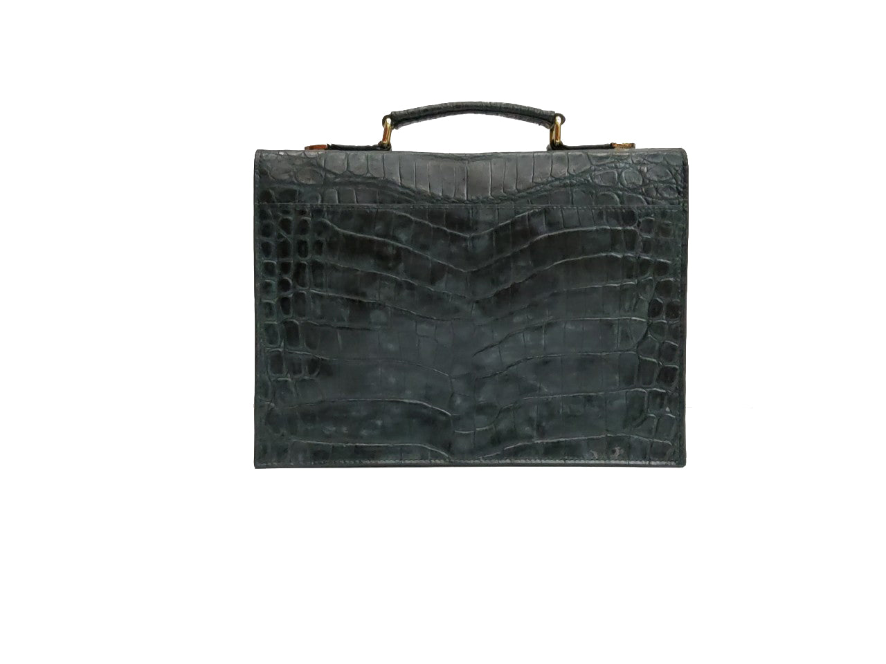 BLACK HANDMADE GENUINE CROCODILE LAPTOP BAG