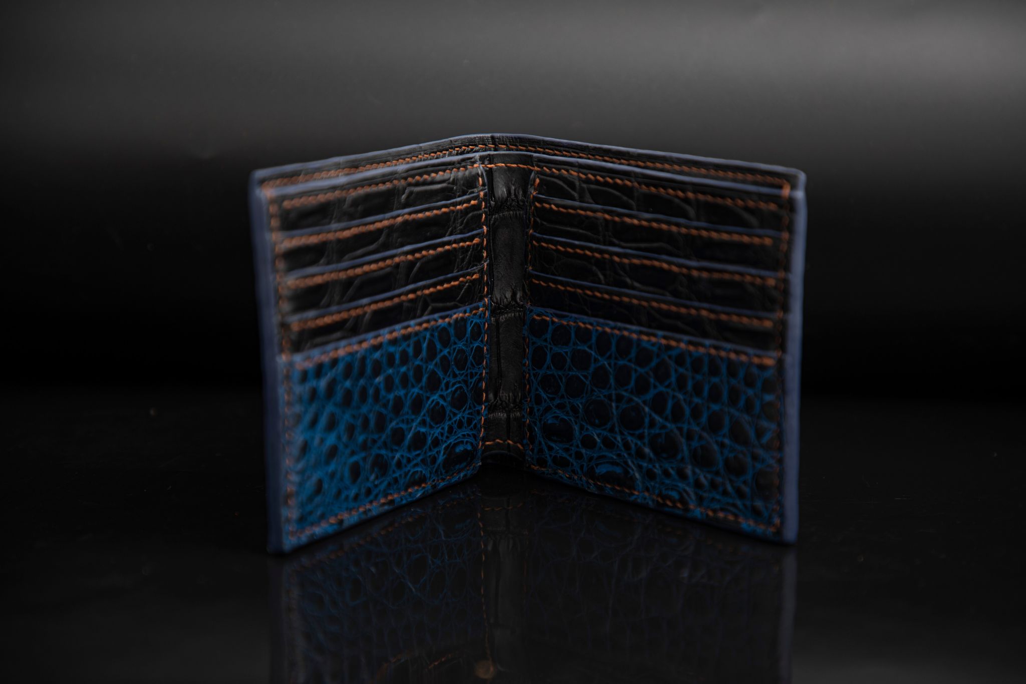 BLUE CROCODILE LEATHER WALLET