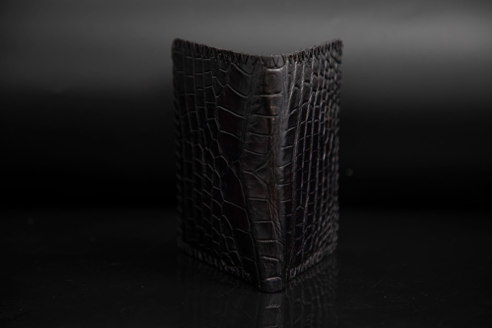 BLACK CROCODILE LEATHER WALLET