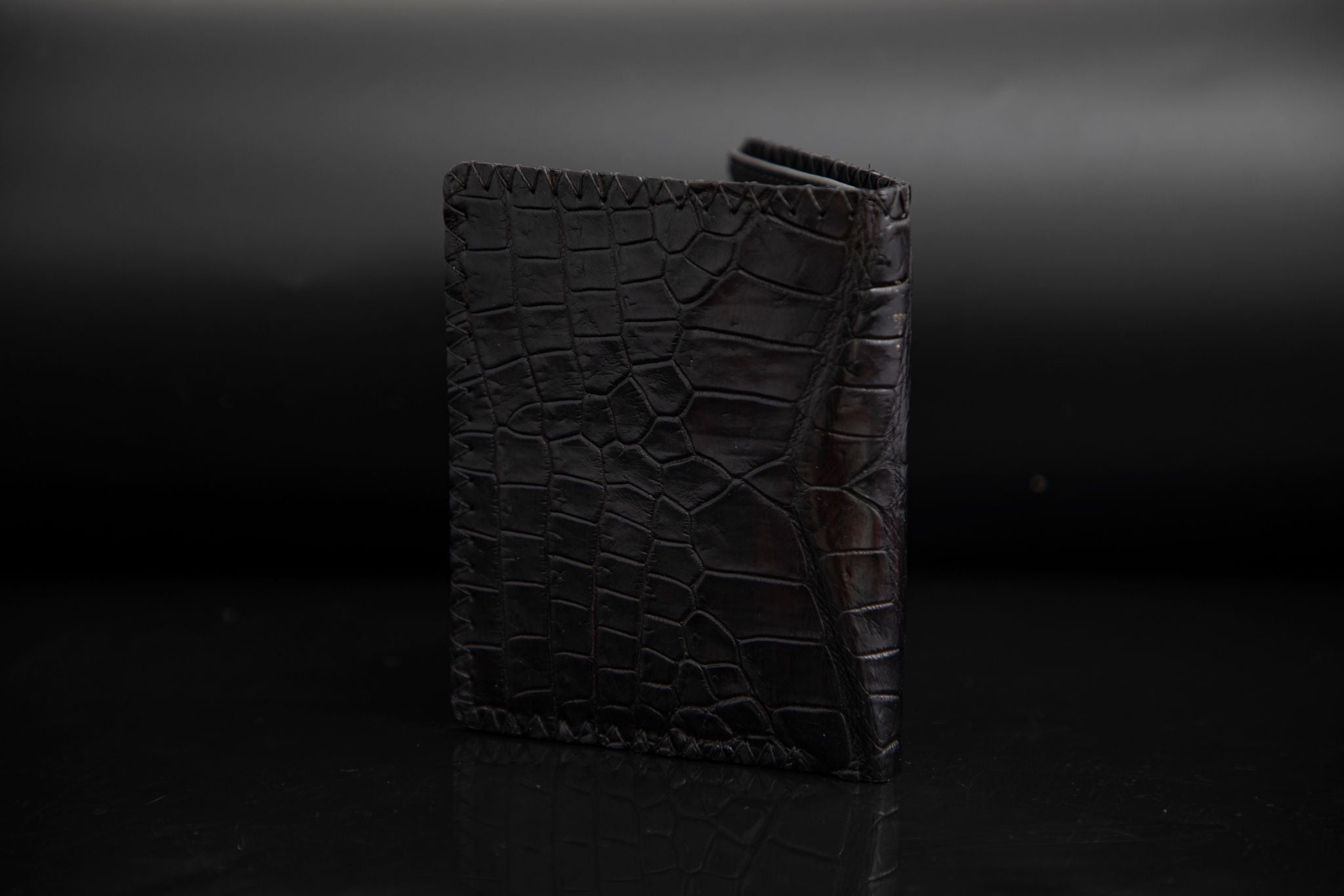 BLACK CROCODILE LEATHER WALLET