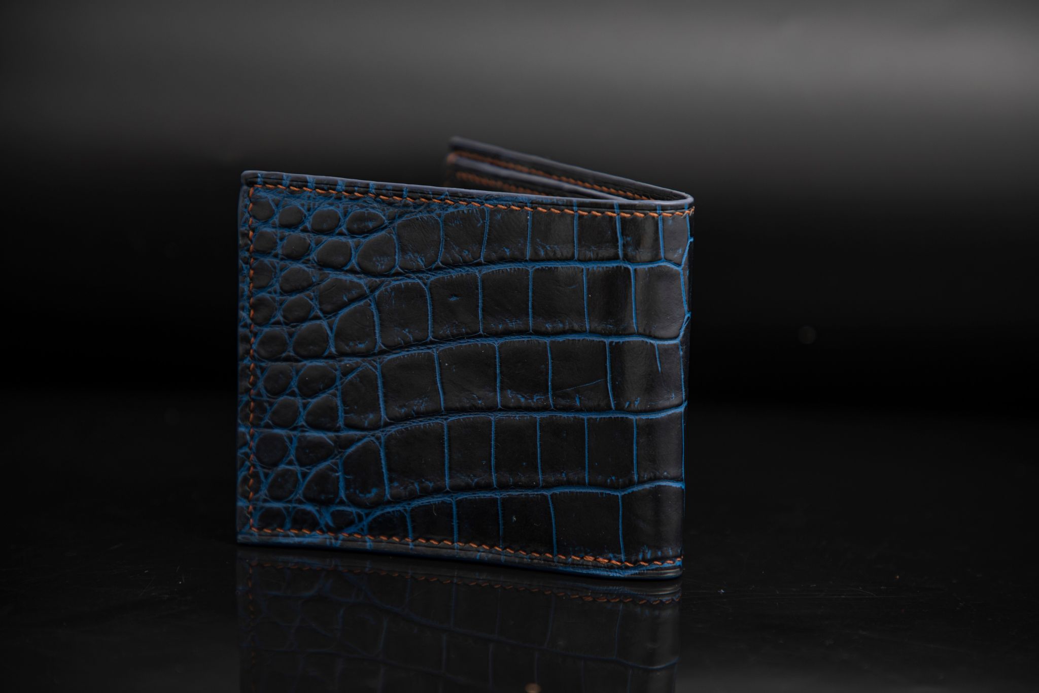 BLUE CROCODILE LEATHER WALLET