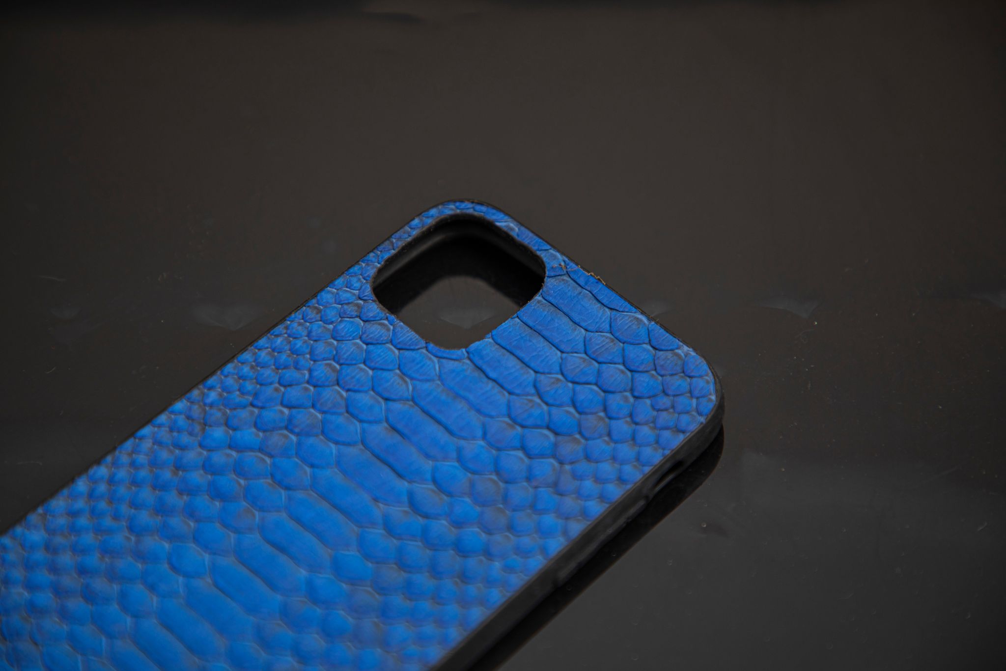 BLUE PYTHON LEATHER PHONE CASE