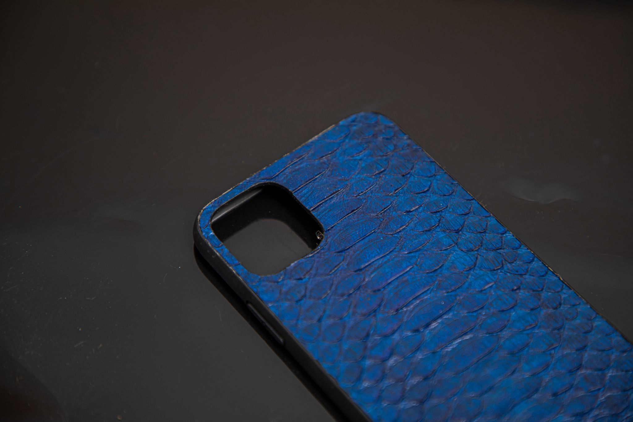 BLUE PYTHON LEATHER PHONE CASE
