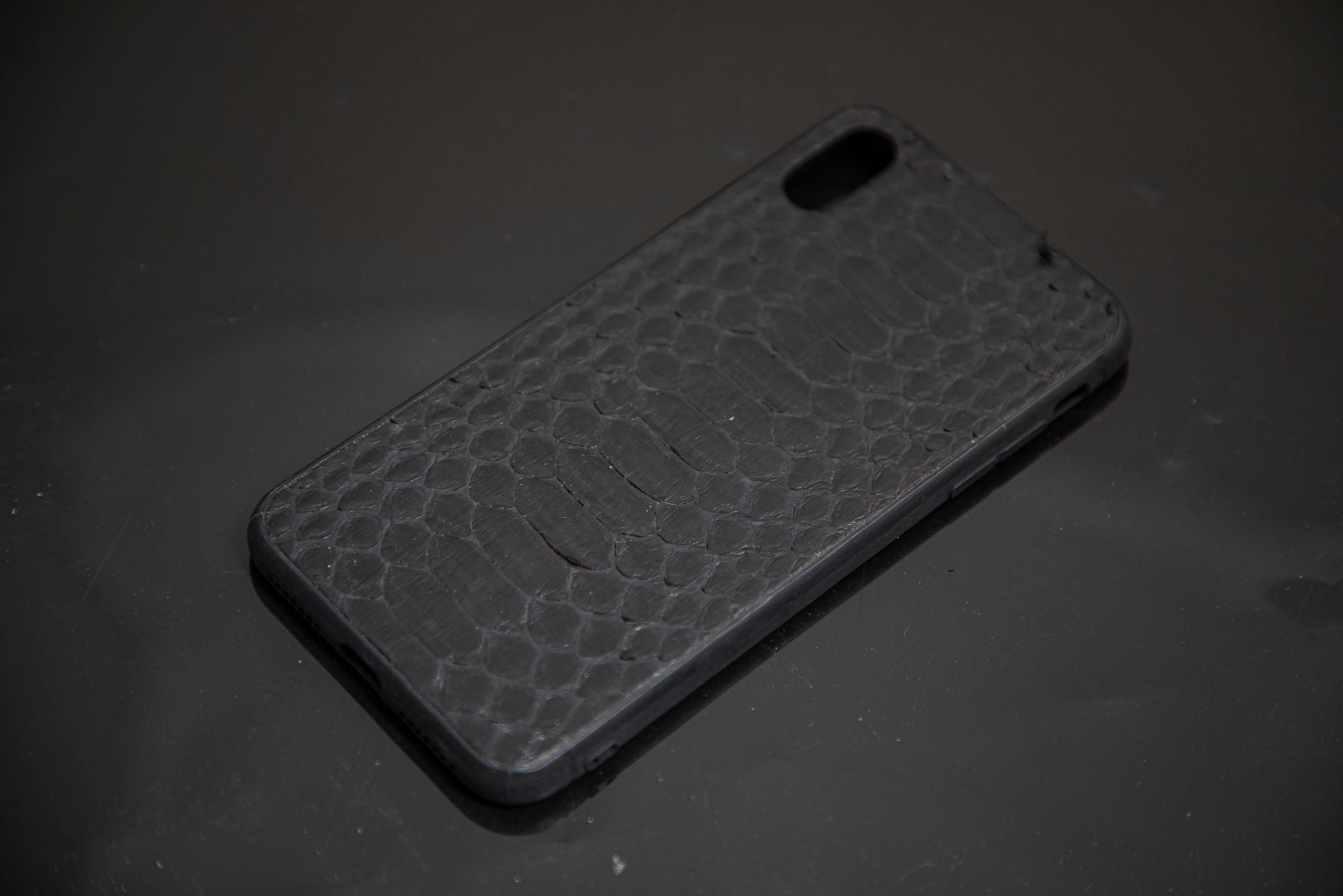 BLACK PYTHON LEATHER PHONE CASE