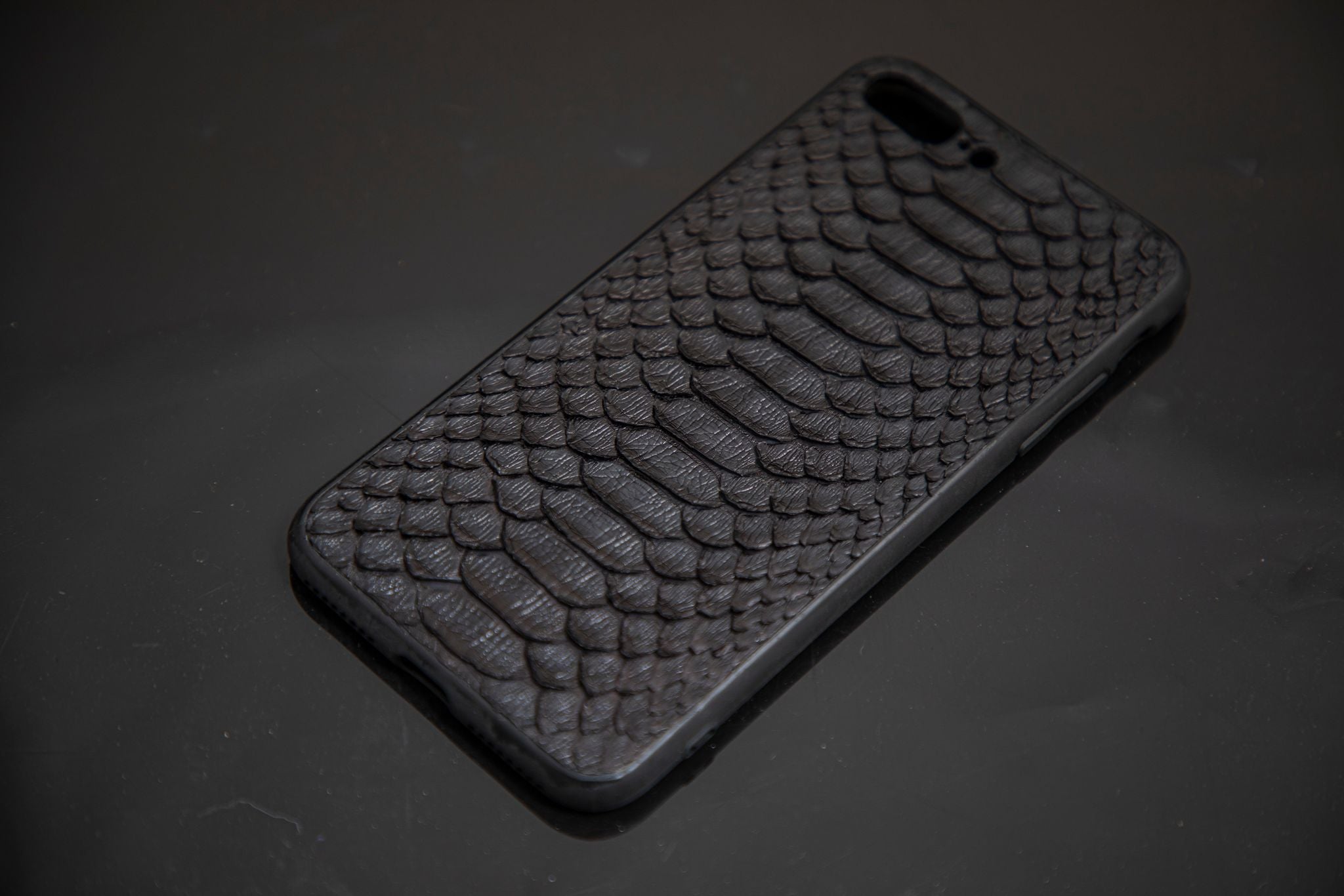 BLACK PYTHON LEATHER PHONE CASE