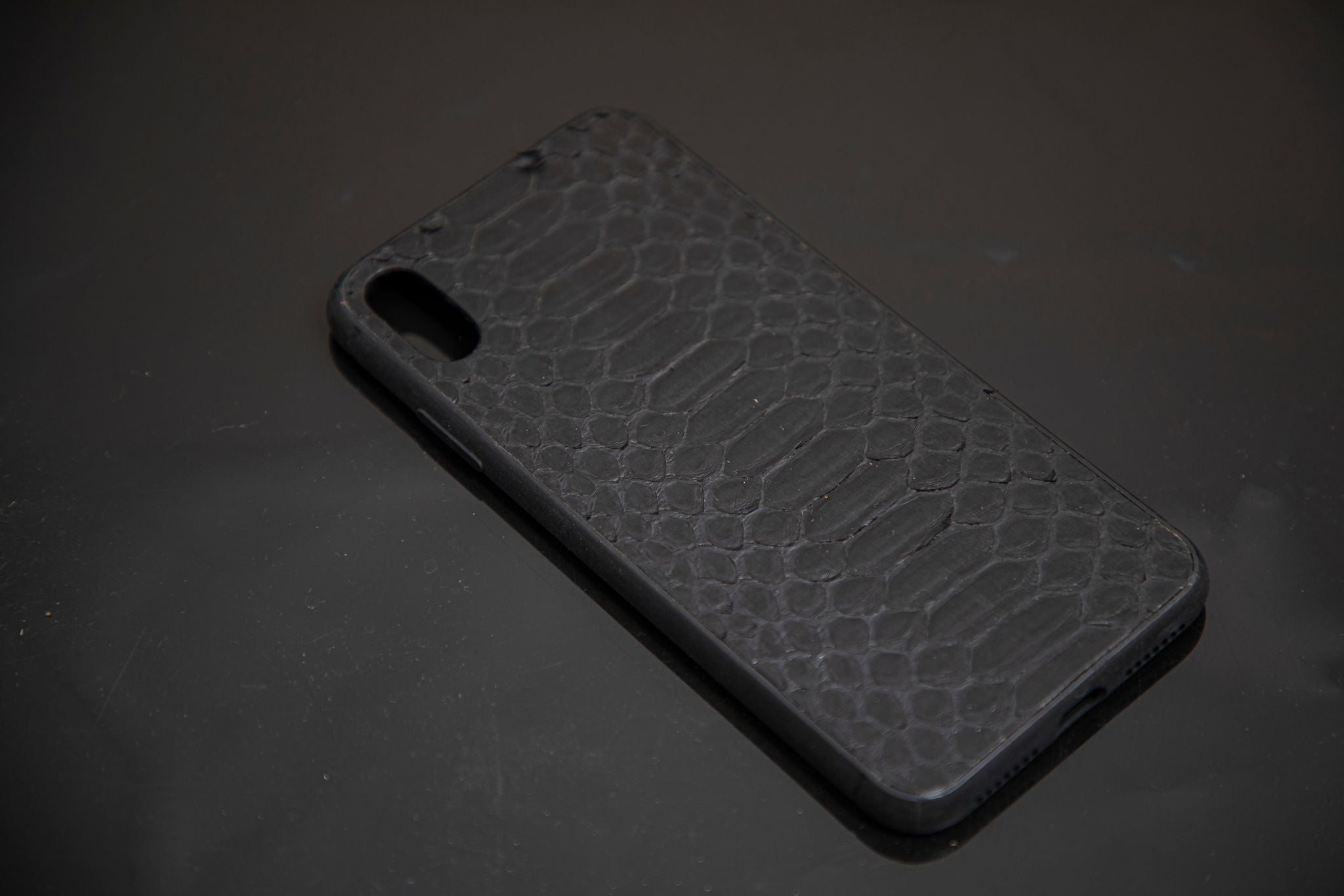 BLACK PYTHON LEATHER PHONE CASE