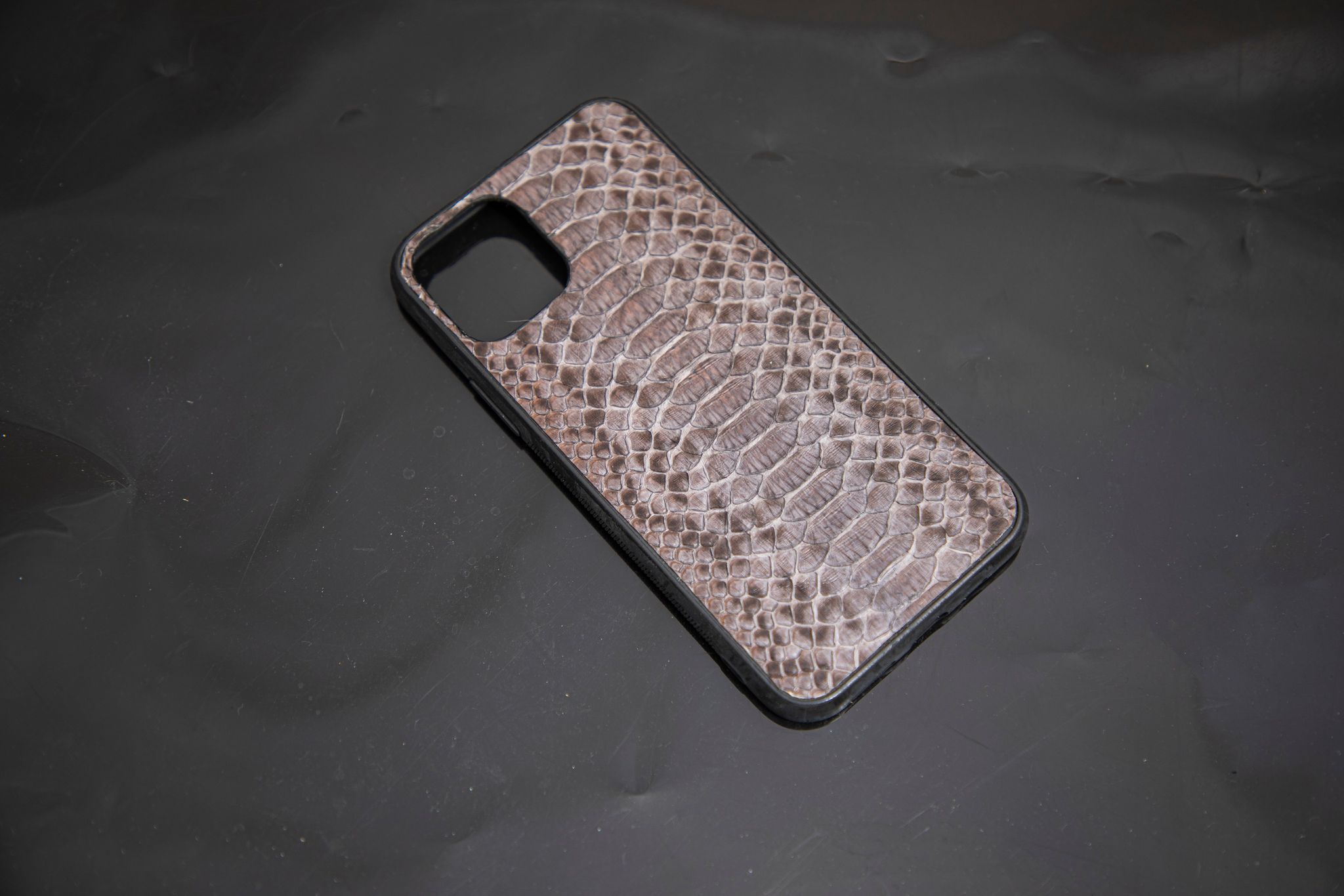 GREY PYTHON LEATHER PHONE CASE