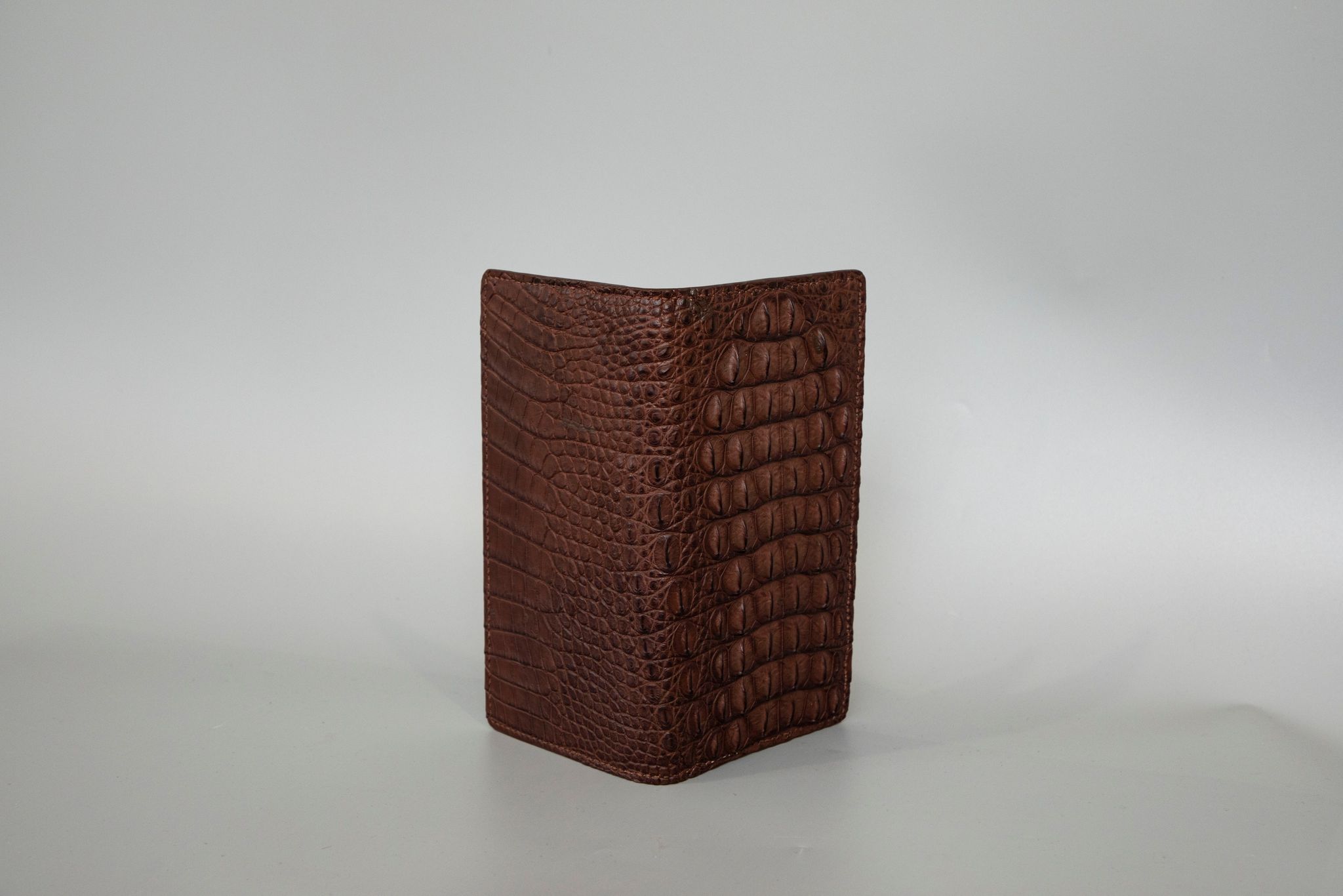 BROWN CROCODILE LEATHER LONG WALLET